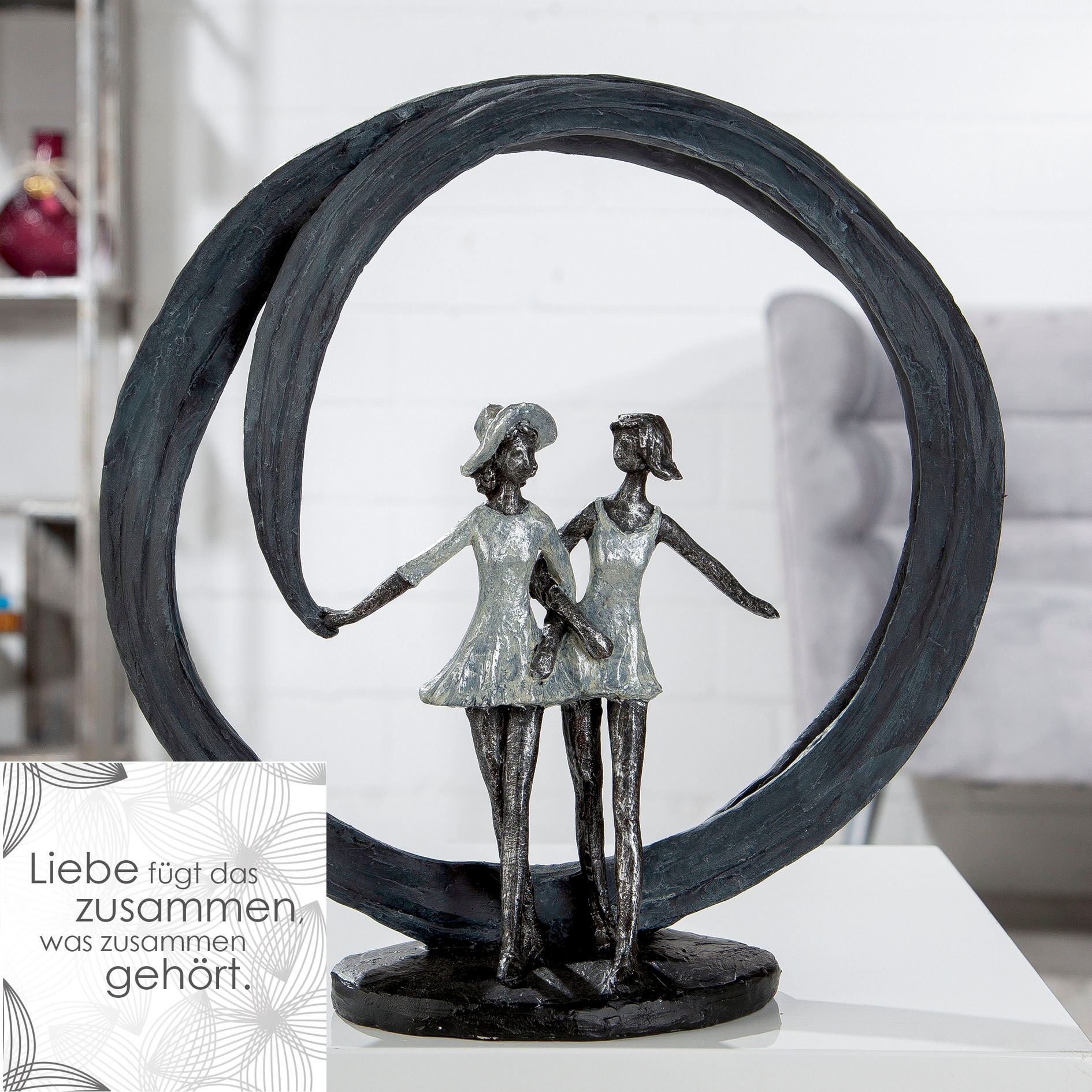 Casablanca by Gilde Dekofigur »Skulptur More than friends, grau/silber«,  grau bequem bestellen