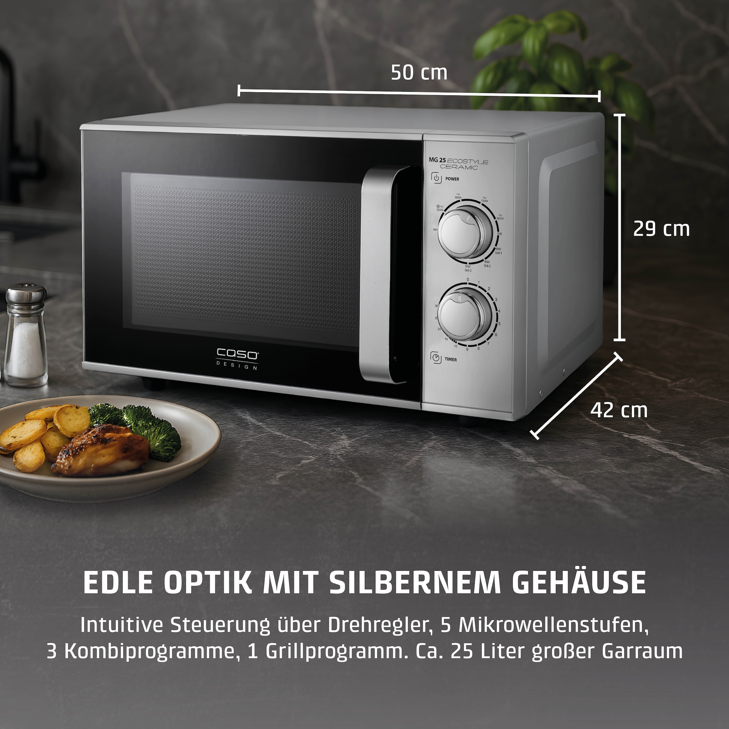Caso Mikrowelle »3329 MG 25 Ecostyle Ceramic« Grill | Mikrowelle 1200 W Mikrowelle und Grill