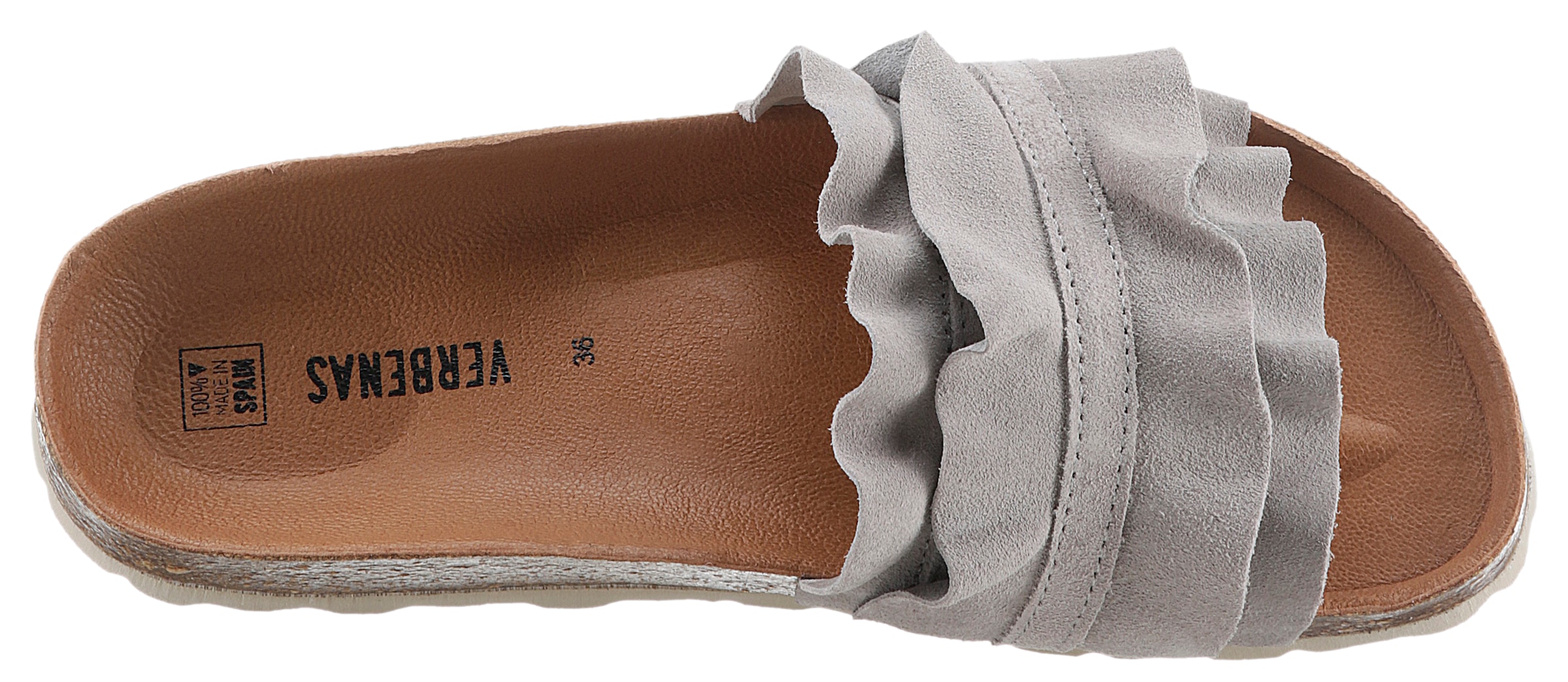 VERBENAS Pantolette »Rocio Roda«  Sommerschuh, Flat mit geschwungenen Laschenstoff