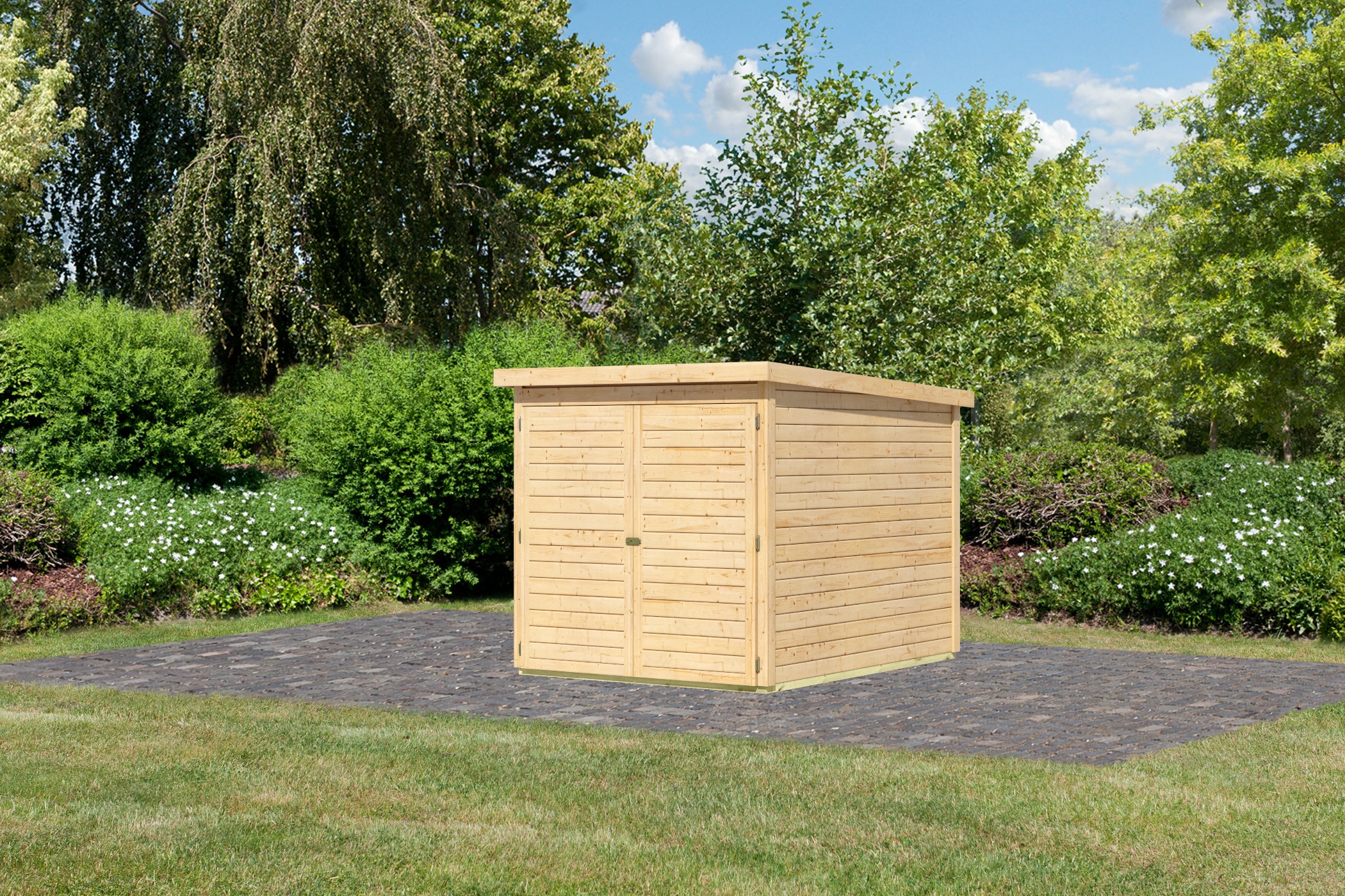 Karibu Fahrradbox »Fahrradgarage mit Einschub und Halterung für bis zu 3 Fahrräder« in 2 Ausführungen, BxTxH: 162,5x216x167 cm