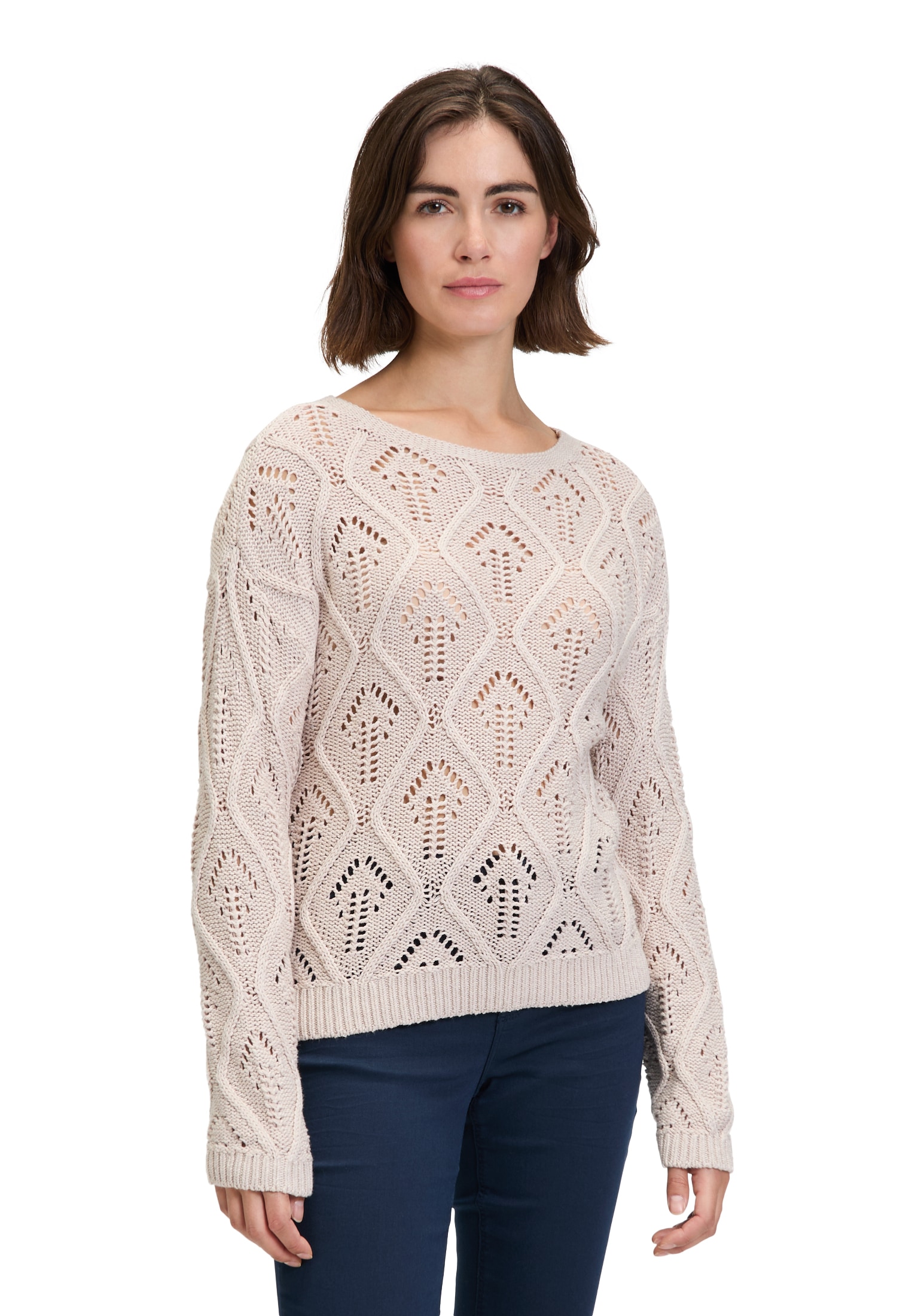 Betty&Co Rundhalspullover »Lochstrick-Pullover mit Strickdetails«