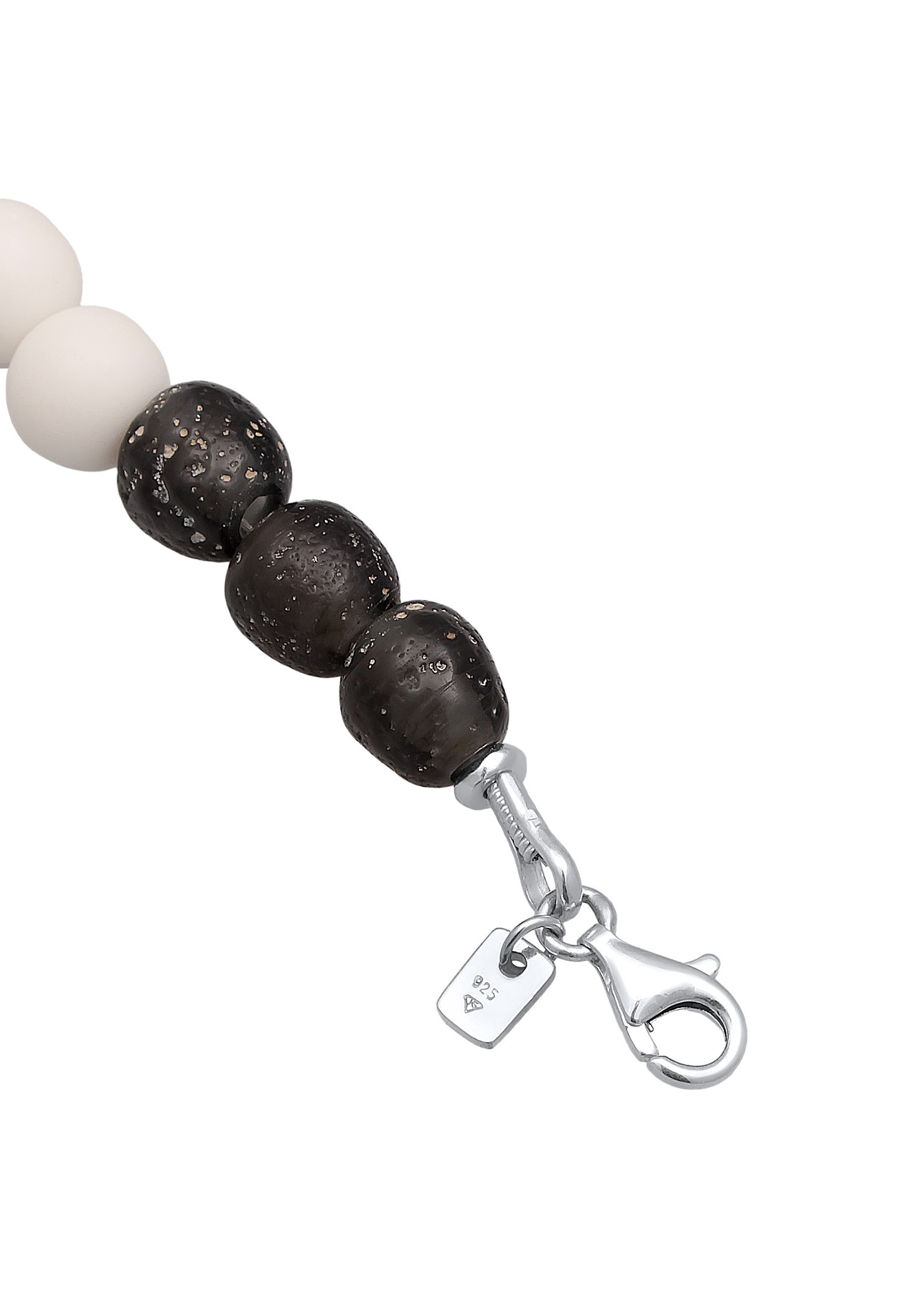 Kuzzoi Silberkette »Halskette Recycelte Glas Schwarz Weis Perlen Beads 925 Silber«