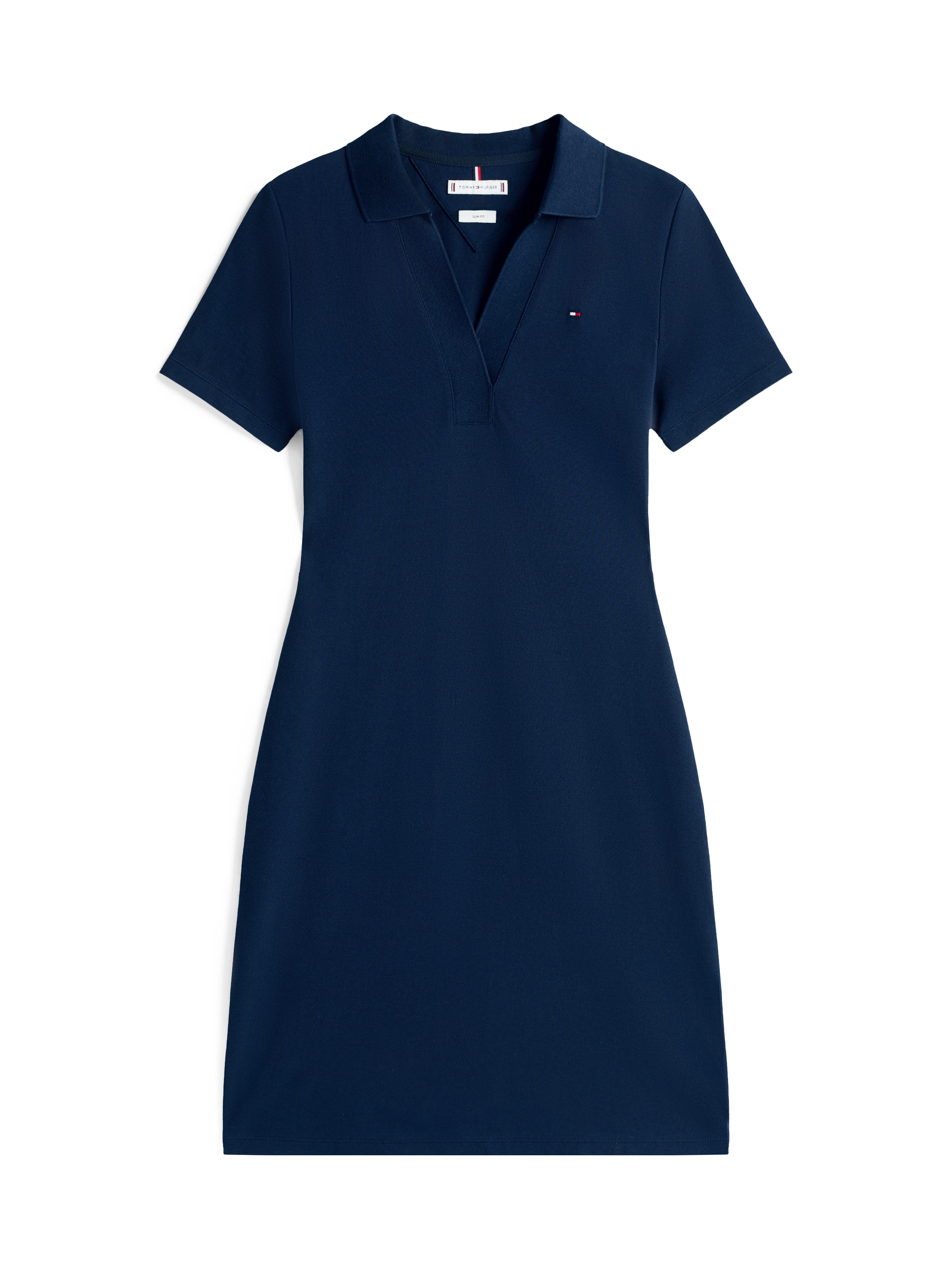 Tommy Hilfiger Polokleid »SLIM OPEN NK POLO DRESS SS« mit gestickter Tommy Hilfiger Flagge