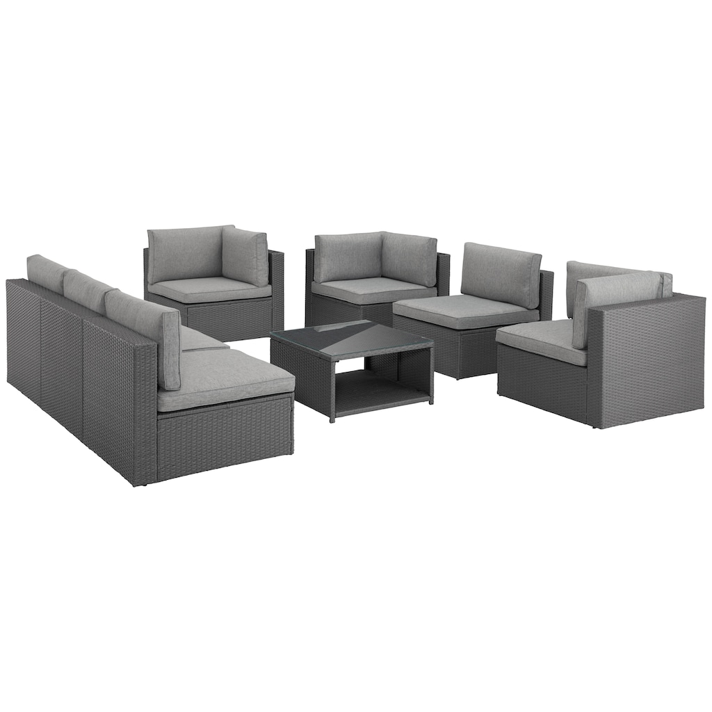 KONIFERA Gartenlounge-Set »Malta«, (25 tlg.), Ecklounge, Sessel, Tisch 69x69 cm, mit GRATIS-Zugabe: 1 zweiter Tisch