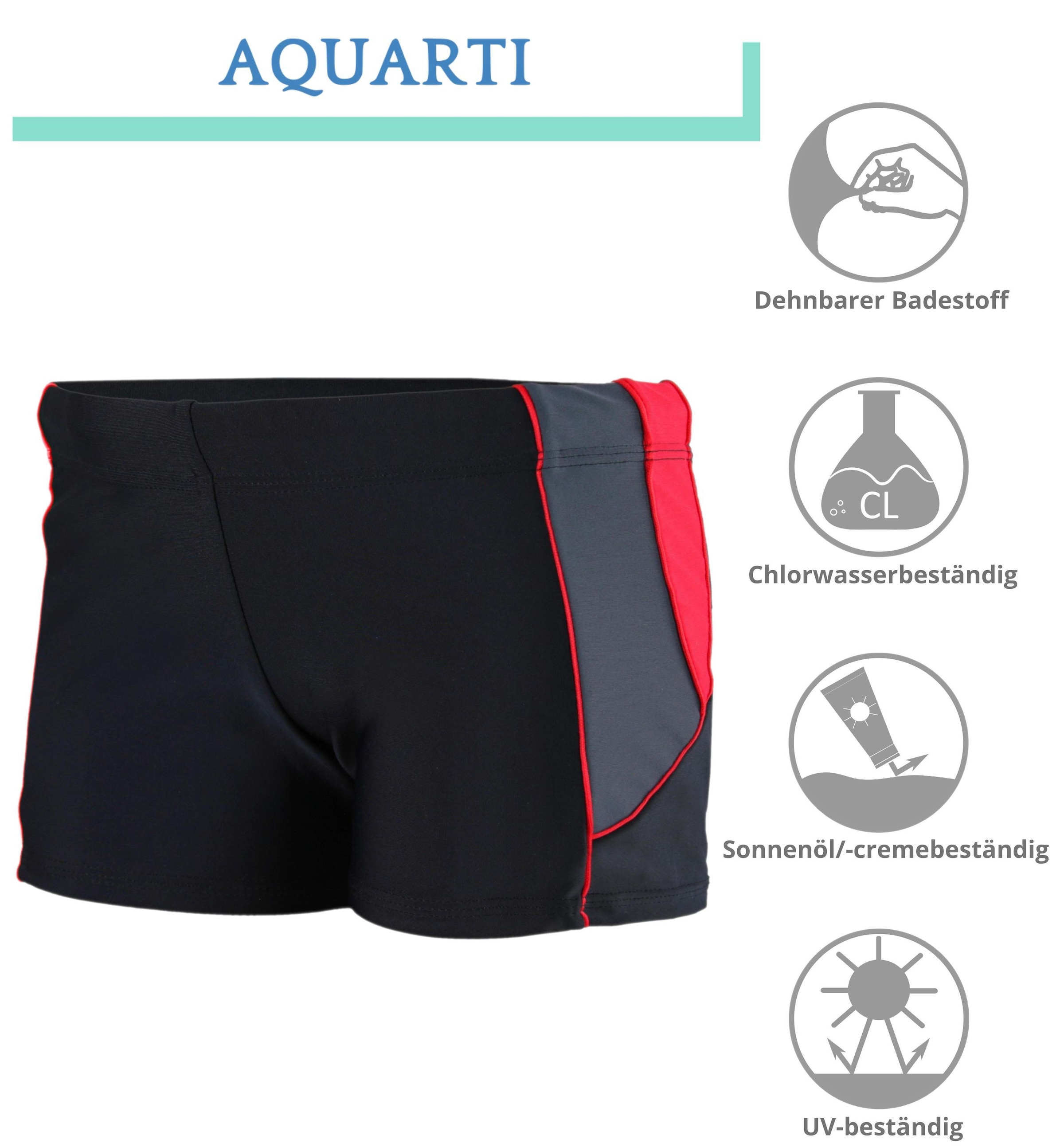 AQUARTI Badehose »Badehose Aquarti Herren Badehose Kurz mit Kontrastpaspel«