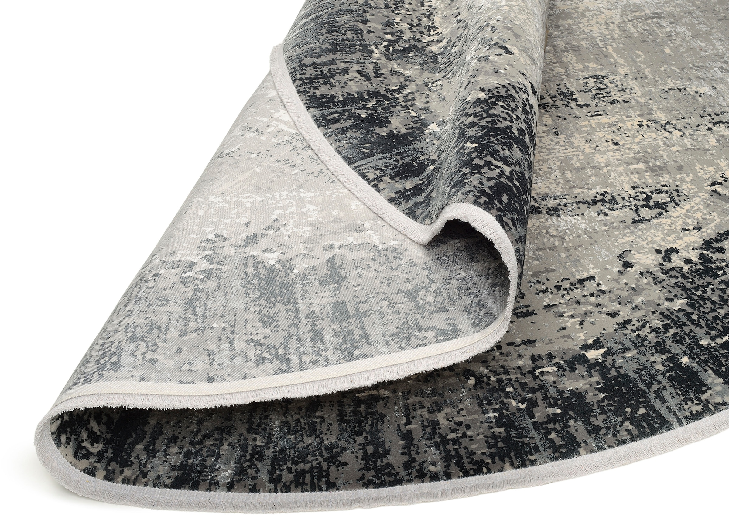 WK WOHNEN Teppich »BORDER« rund 8 mm Höhe hochwertiger Viskoseanteil, samtweiche Oberfläche mit 3 D Effekt