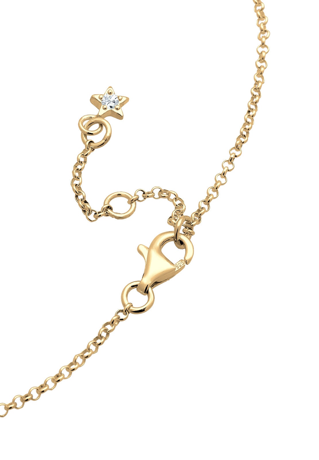 Elli Fußkette »Fußschmuck Stern Halbmond Glas Kristalle Weiß 925 Sterling Silber vergoldet«