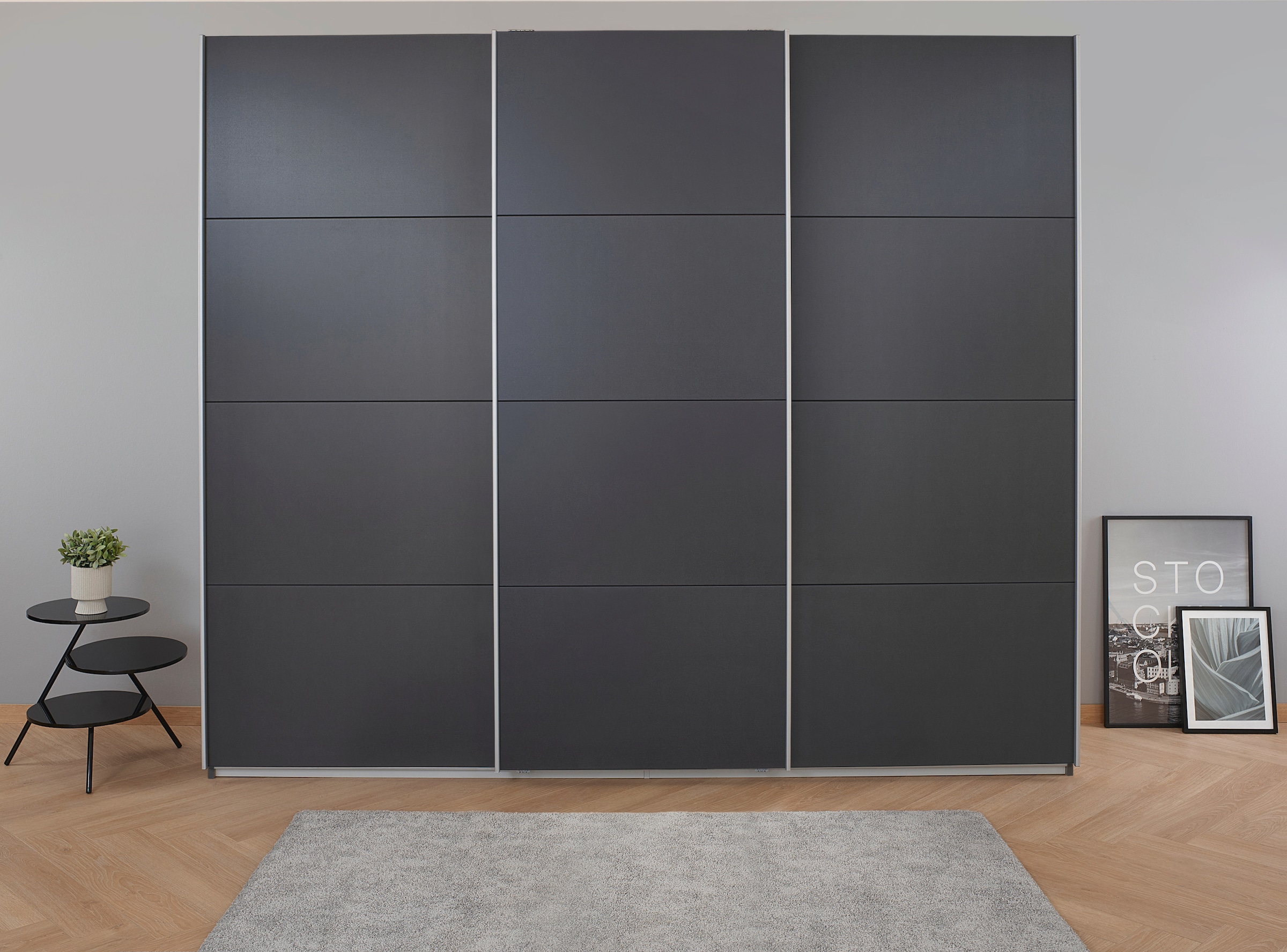 rauch Schwebetürenschrank »Kleiderschrank Schrank Garderobe KOLUNA mit Dekor-Front«, inkl. 2 Innenschubladen sowie extra Einlegeböden MADE IN GERMANY