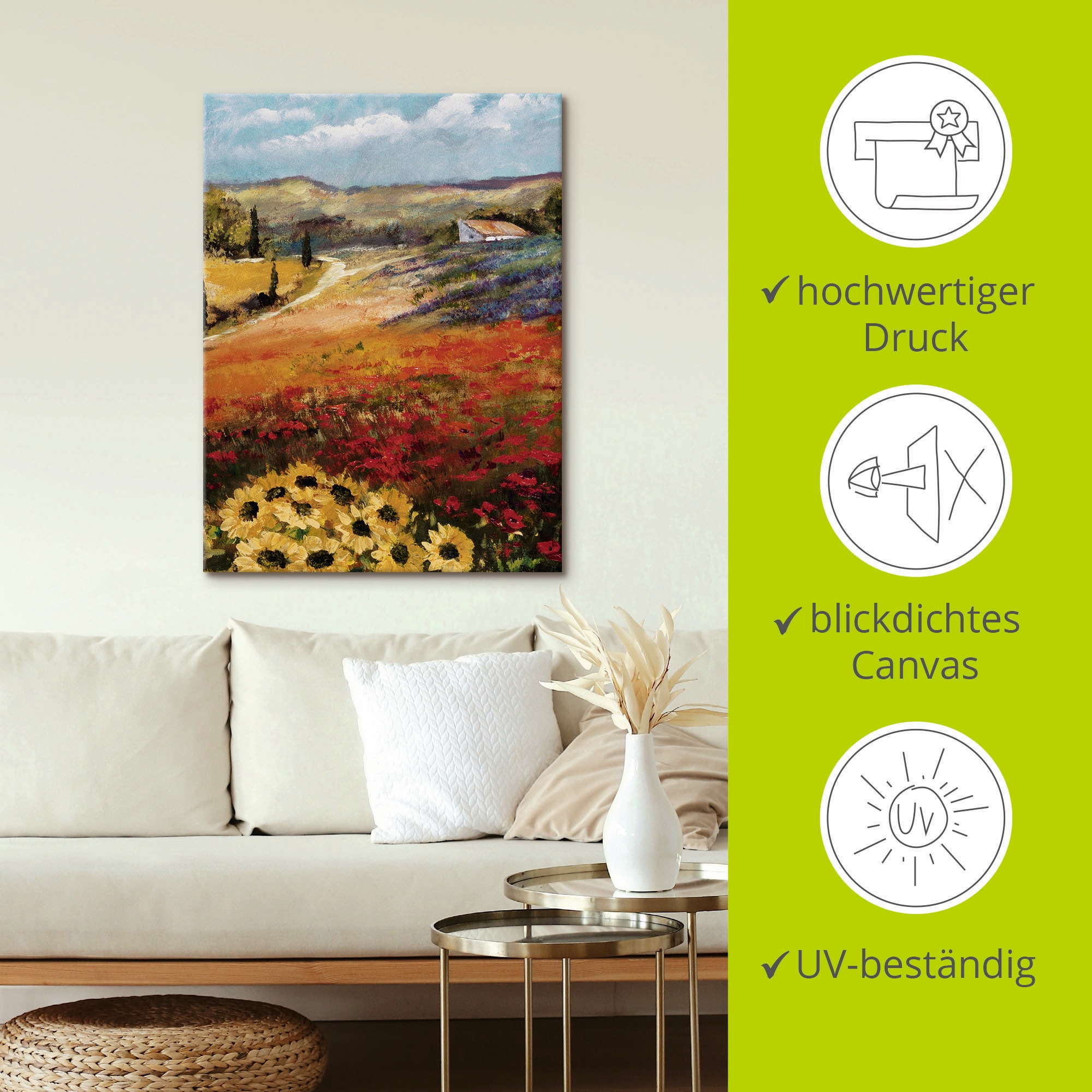 Artland Leinwandbild »Toskana II« Europa 1 Stk. tlg. auf Holzrahmen gespannt