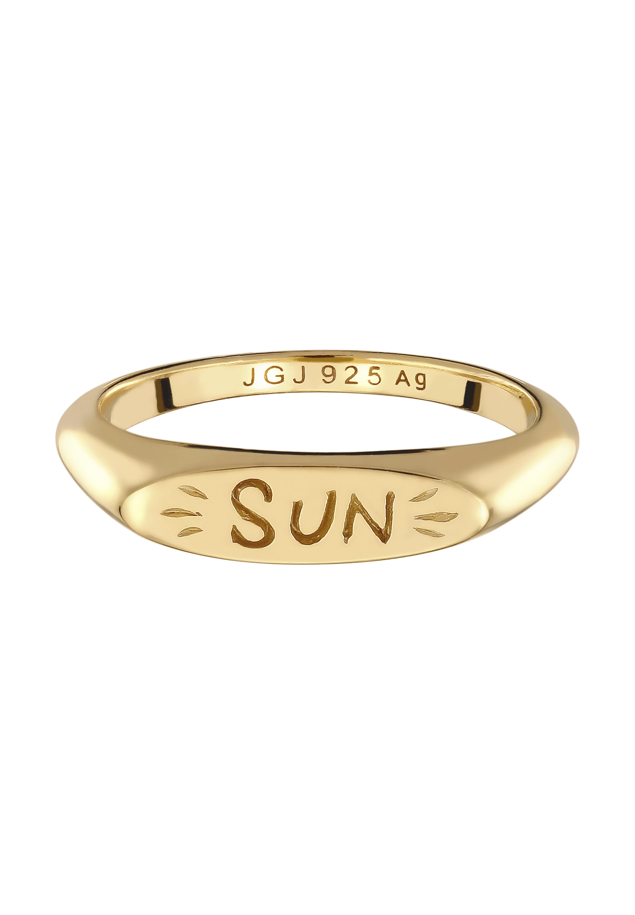 Elli Siegelring »Ring Siegelring Sonne 925 Sterling Silber vergoldet«