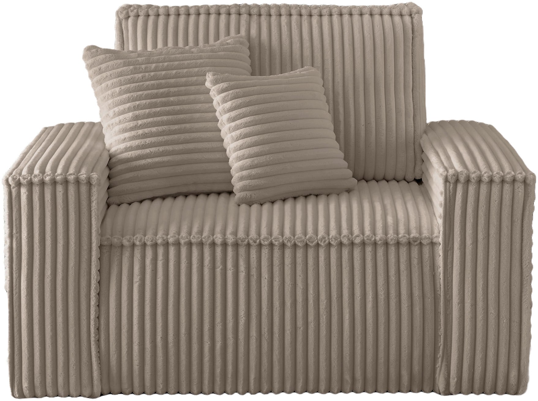 andas Loveseat »FINNLEY, XXL-Sessel, Lesesessel, trendige Stoffe, inkl. Zierkissen« 1 Stk. tlg. verfügbar in den Stoffqualitäten Bouclé, Struktur fein und Mega Cord