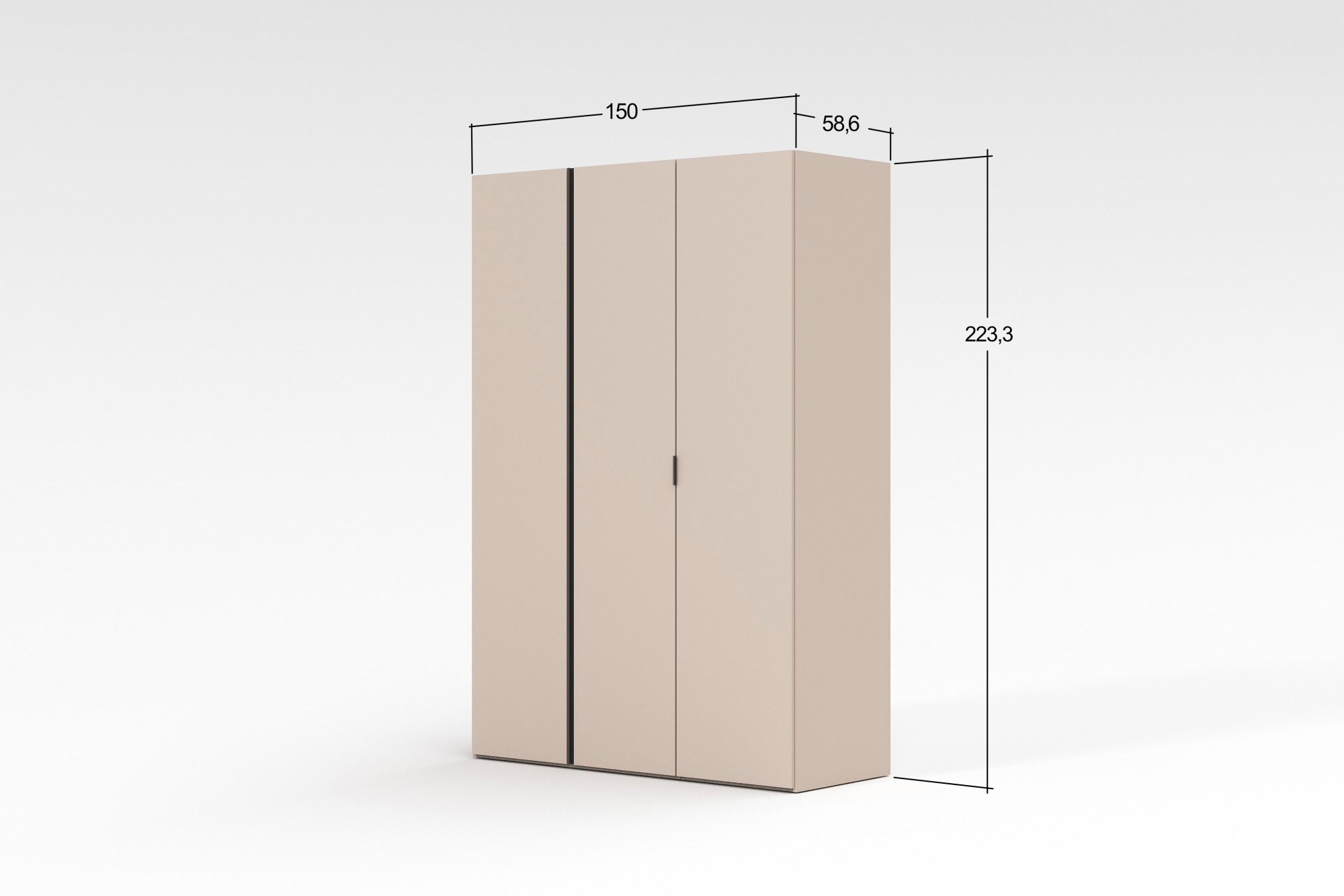 Home affaire Kleiderschrank »RUBINO, Drehtürenschrank,Schlafzimmerschrank mit hochwertigem Alugriff« 1 Stk. tlg. Made in Italy, in Breite wählbar, Basisausführung, Zubehör extra