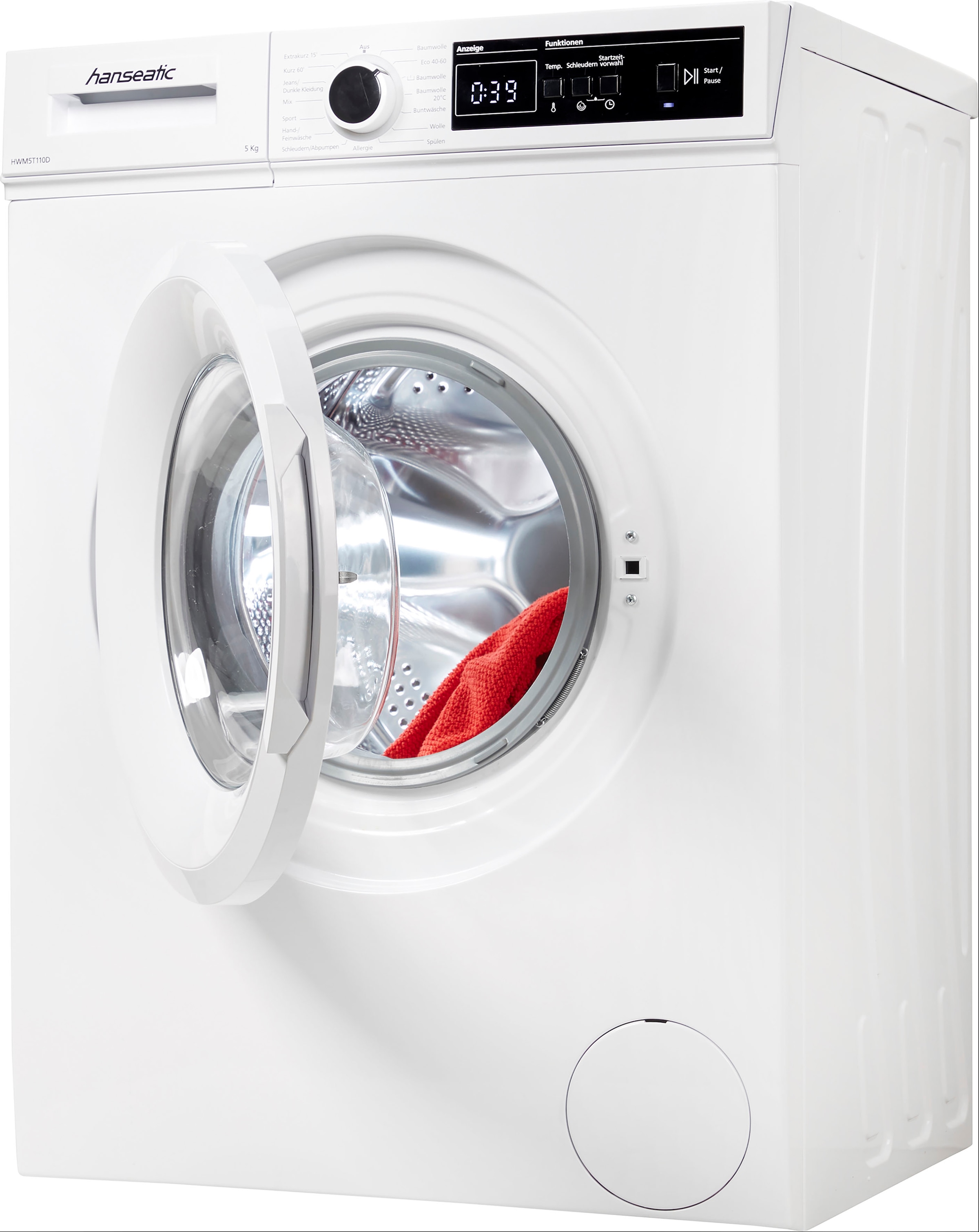 Hanseatic Waschmaschine, mit U/min, 3 Jahren Allergieprogramm, Dynamische Überlaufschutzprogramm XXL Mengenautomatik, HWM5T110D, kg, Garantie 1000 5