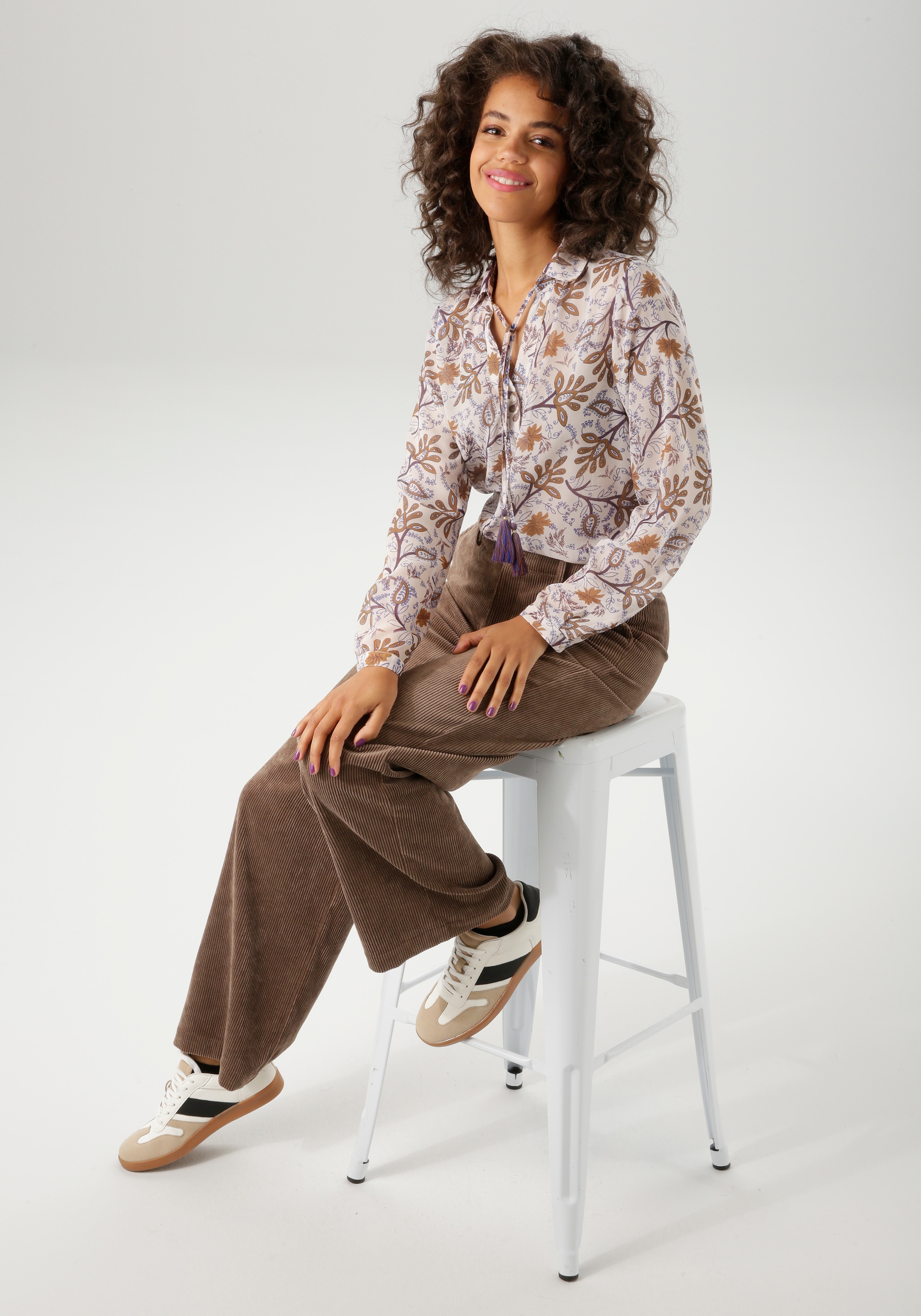 Aniston CASUAL Hemdbluse mit fantasievollem Blumendruck- jedes Teil ein Unikat- NEUE KOLLEKTION