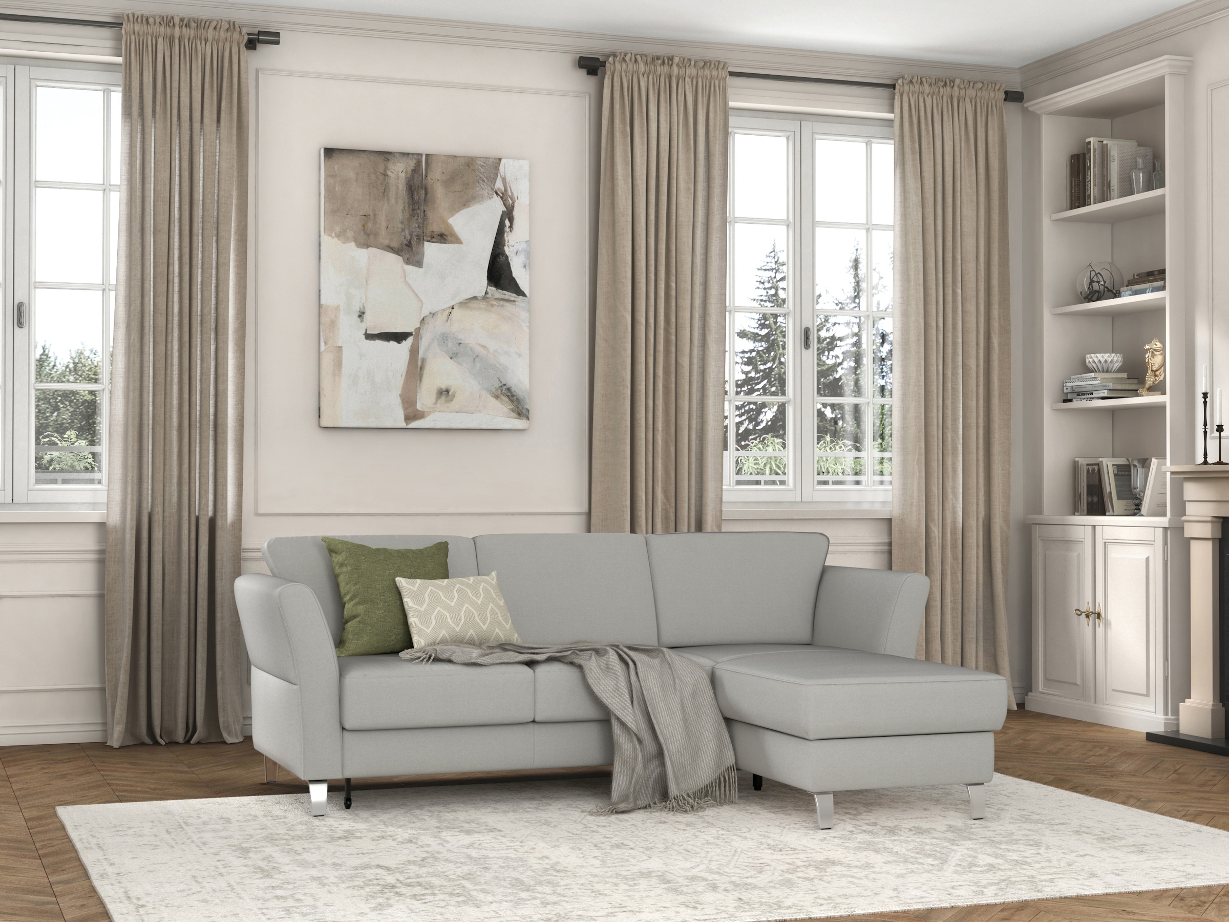 sit&more Ecksofa »Visby L-Form«, wahlweise mit Bettfunktion und Bettkasten, frei im Raum stellbar