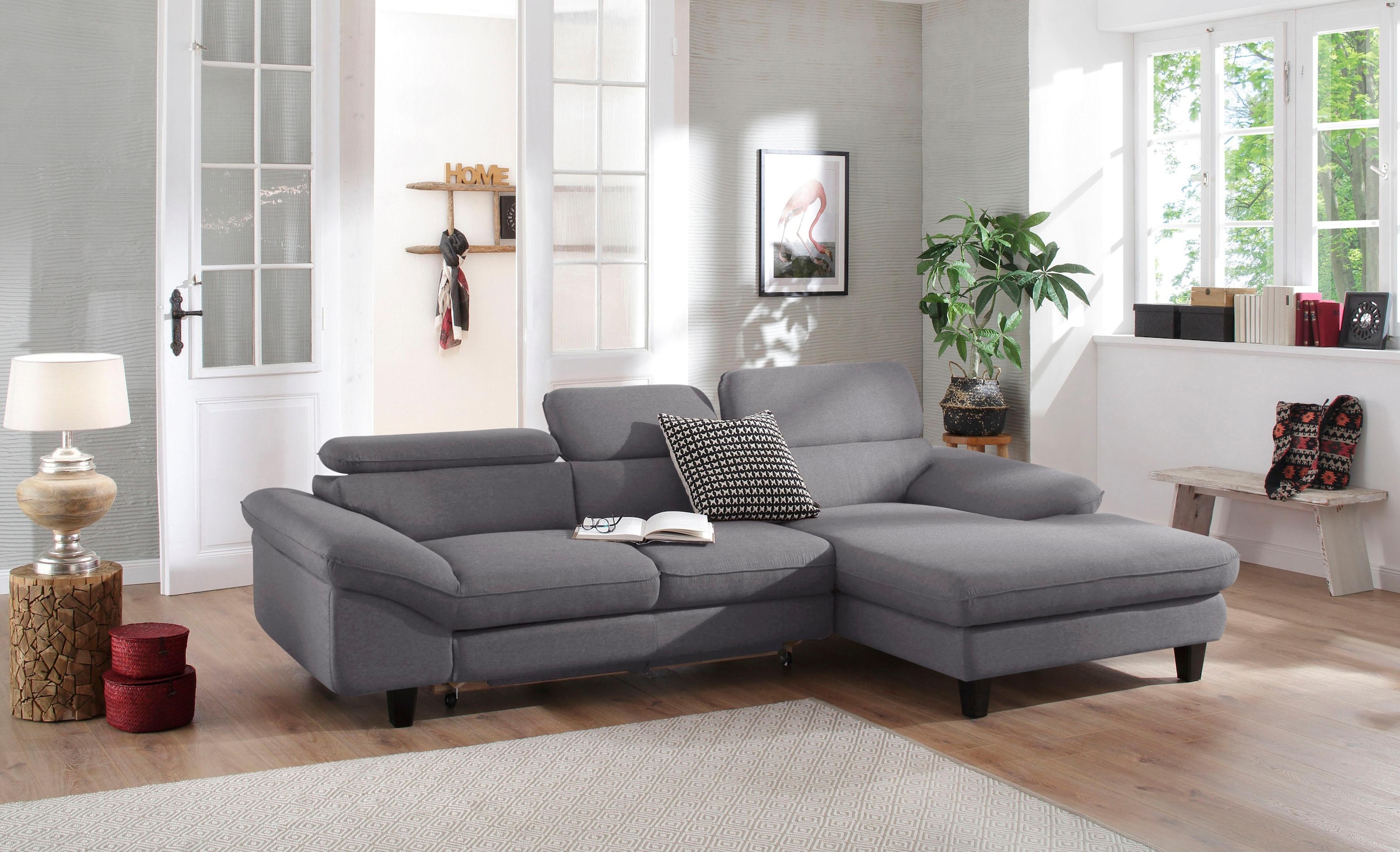 Home affaire Ecksofa »Pilot L-Form«, mit Kopfteilverstellung, optional Bettfunktion und Bettkasten