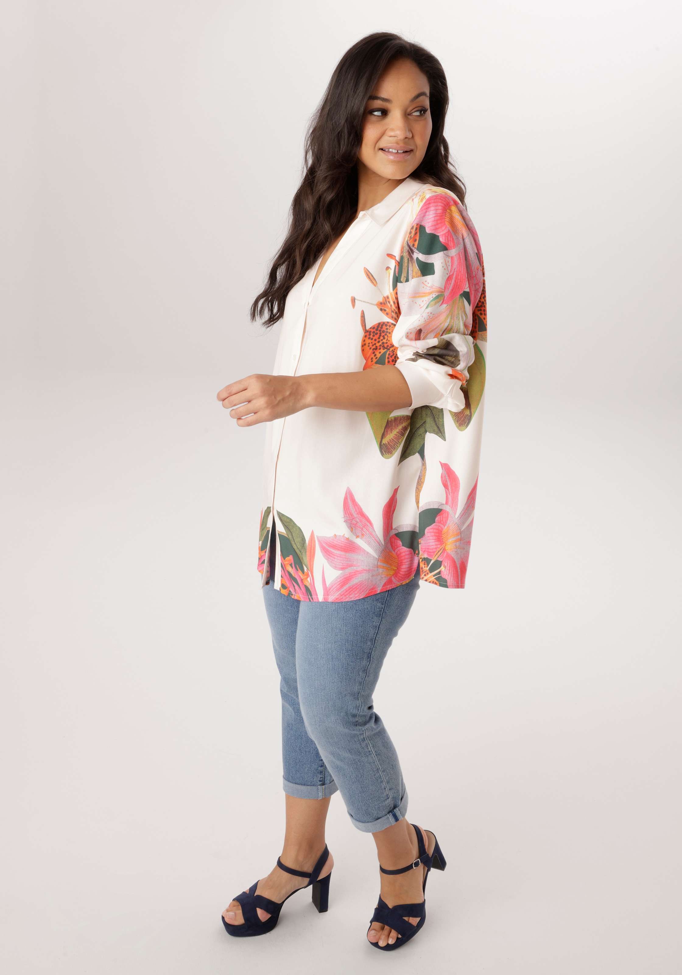 Aniston PLUS Hemdbluse aus weich fallender Viskose - NEUE KOLLEKTION