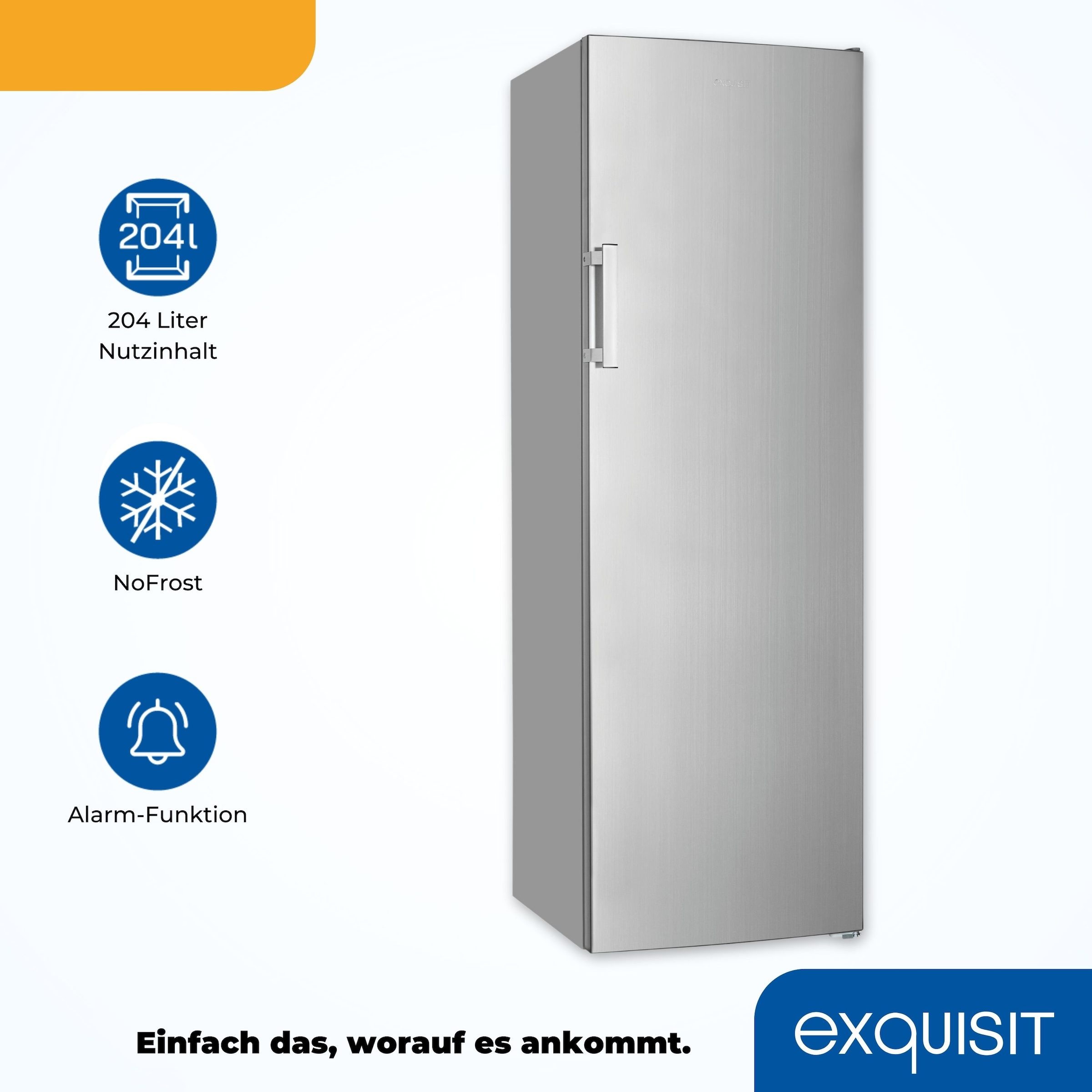 exquisit Gefrierschrank »GS271--H-040E inoxlook«, 171 cm hoch, 54,5 cm breit, Digitale Kontrolle