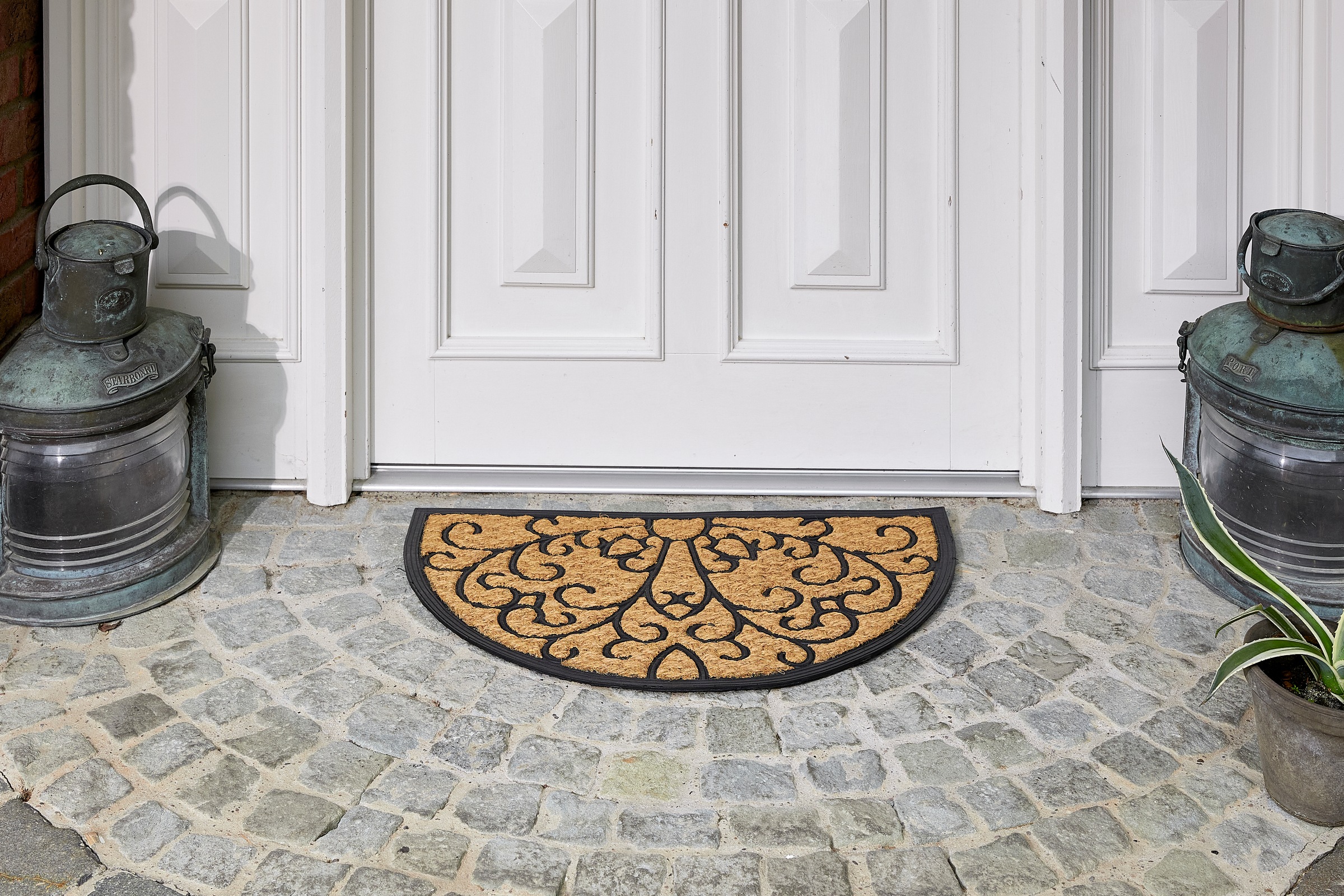 ASTRA Fußmatte »Coco Deluxe Light« halbrund 8 mm Höhe Türmatte, Kokos, rutschfest, schmutzabweisend, In und Outdoor