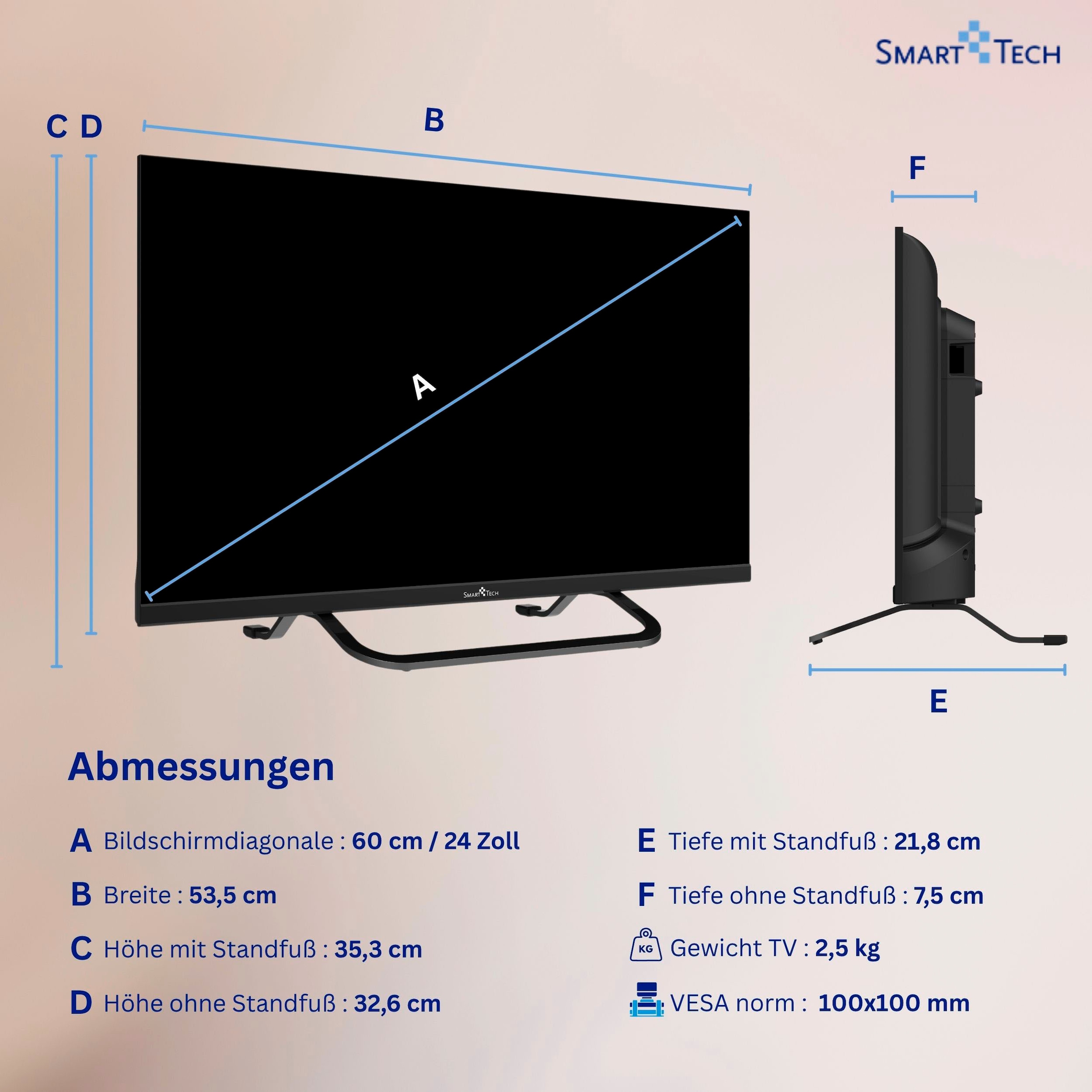 Smart Tech QLED-Fernseher »24QV02VC« 60 cm/24 ″ HD