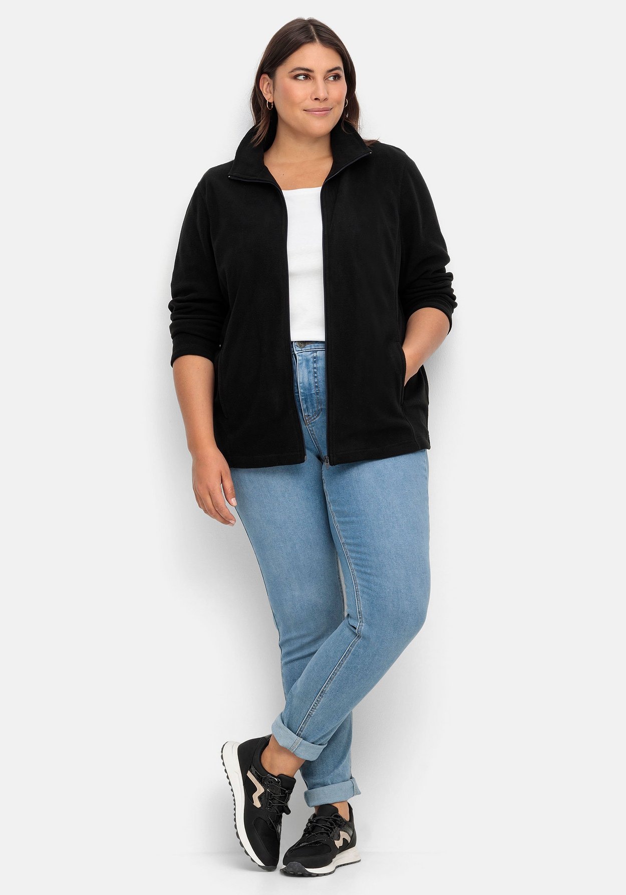 Sheego Sweatjacke »Fleecejacke mit Reißverschluss«
