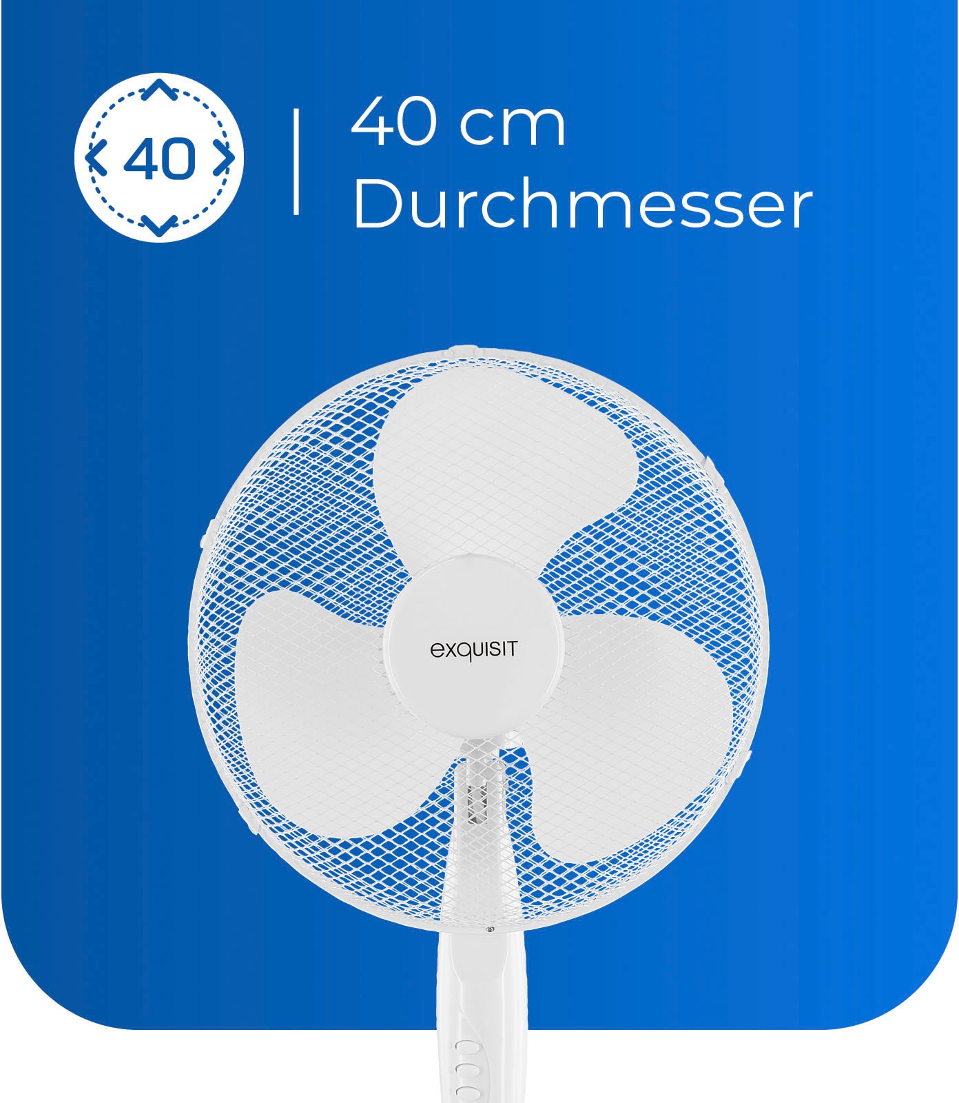 exquisit Standventilator »VS 35064 we«, Ø 40 cm, Metall, inkl Oszillation & 50 W Leistung