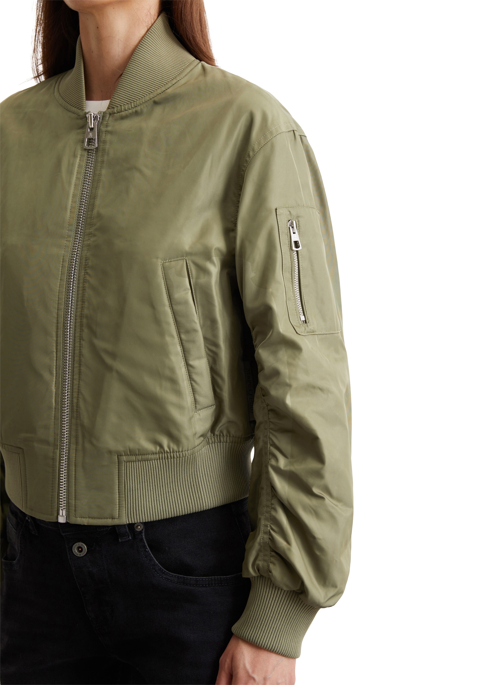 Marc O'Polo Blouson, im Pilotenstil, verkürzte Form, mit mattem Glanz und softem Finish