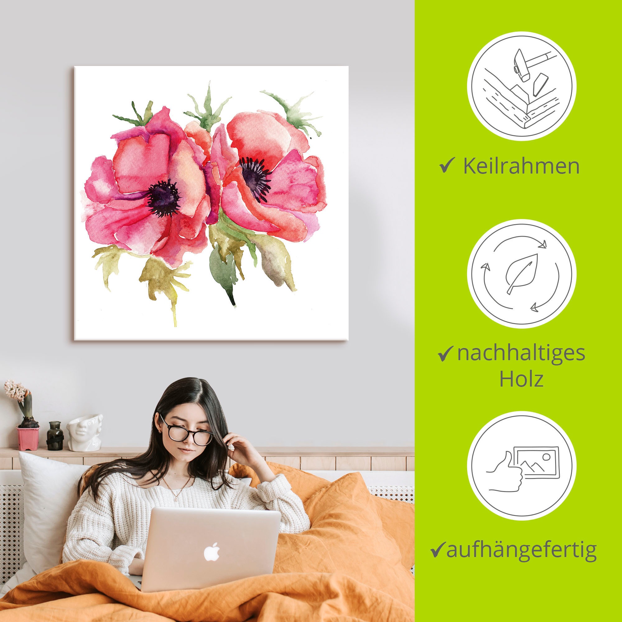 Artland Wandbild »Mohnblumen« Blumen 1 Stk. tlg. als Leinwandbild, Poster in verschied. Größen