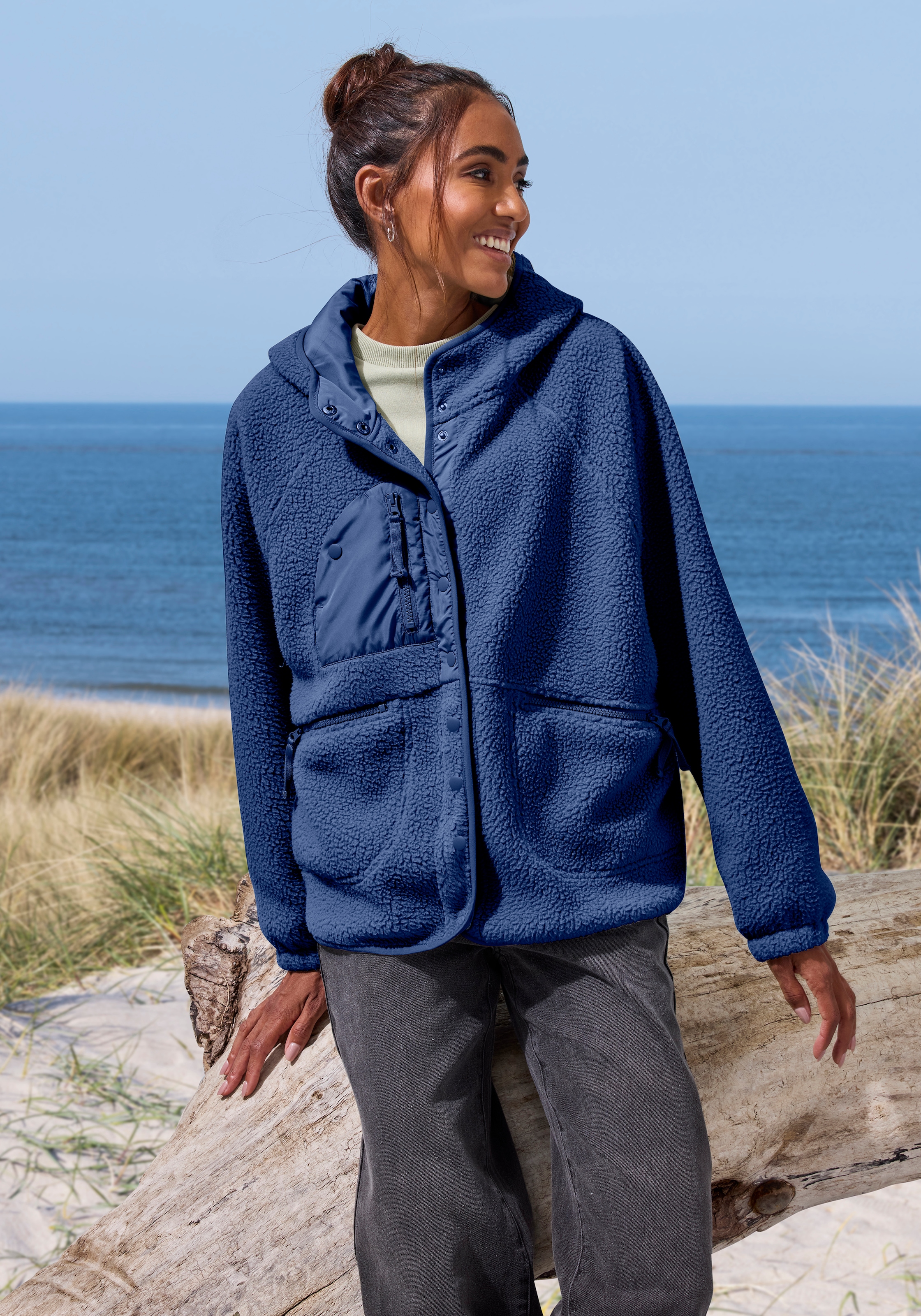 Vivance Active by Lascana Fleecejacke Oversized-Schnitt mit Fledermausärmeln
