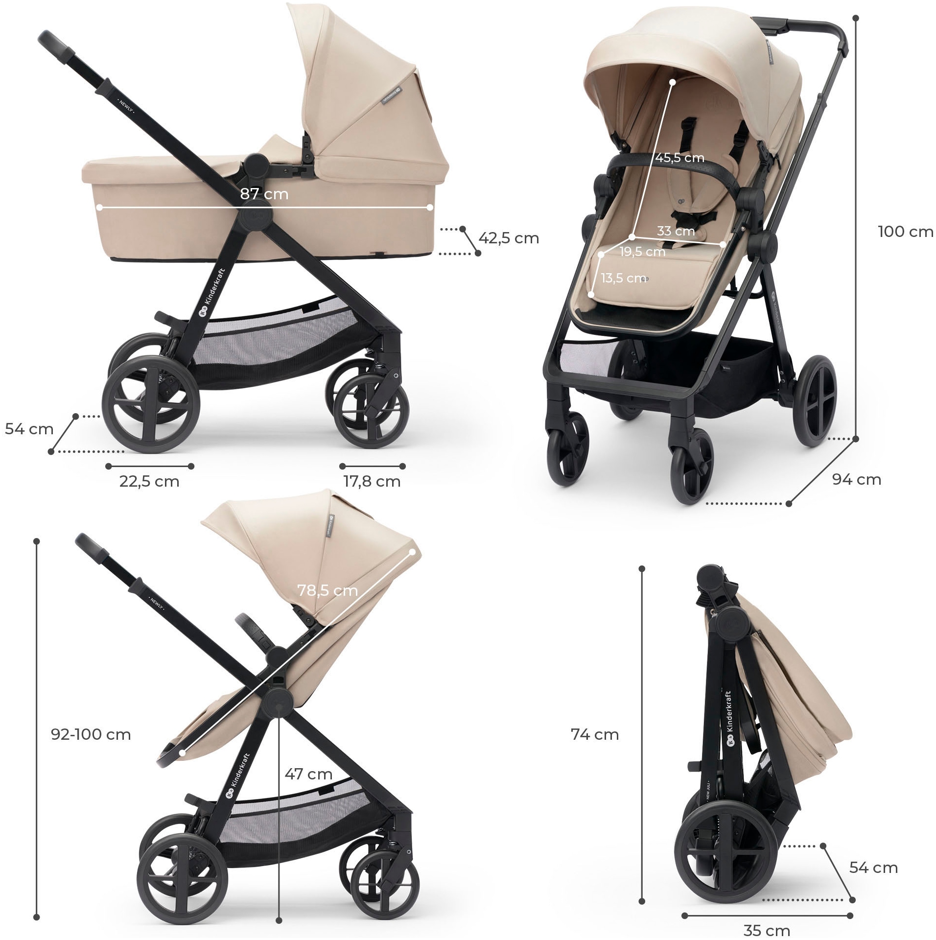 Kinderkraft Kombi-Kinderwagen »NEWLY 4IN1 MINK PRO« 22 kg