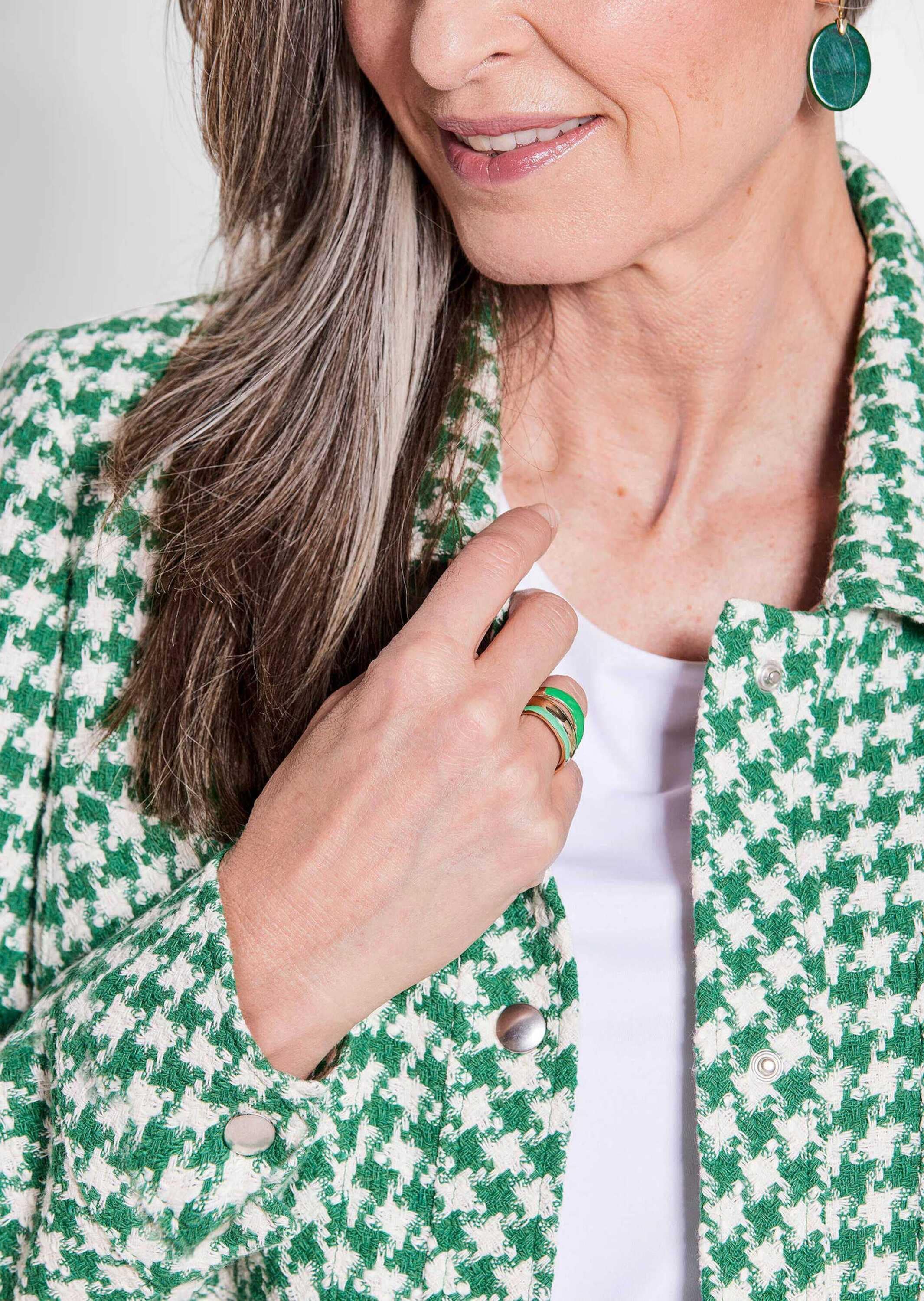 GOLDNER Jackenblazer »Kurzgröße Blazer mit Hahnentrittmuster«