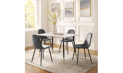 INOSIGN Essgruppe, (Set, 5 tlg.), runder Glastisch, Ø 100 cm und 4  Esszimmerstühlen, Bezug aus Samtstoff auf Rechnung kaufen