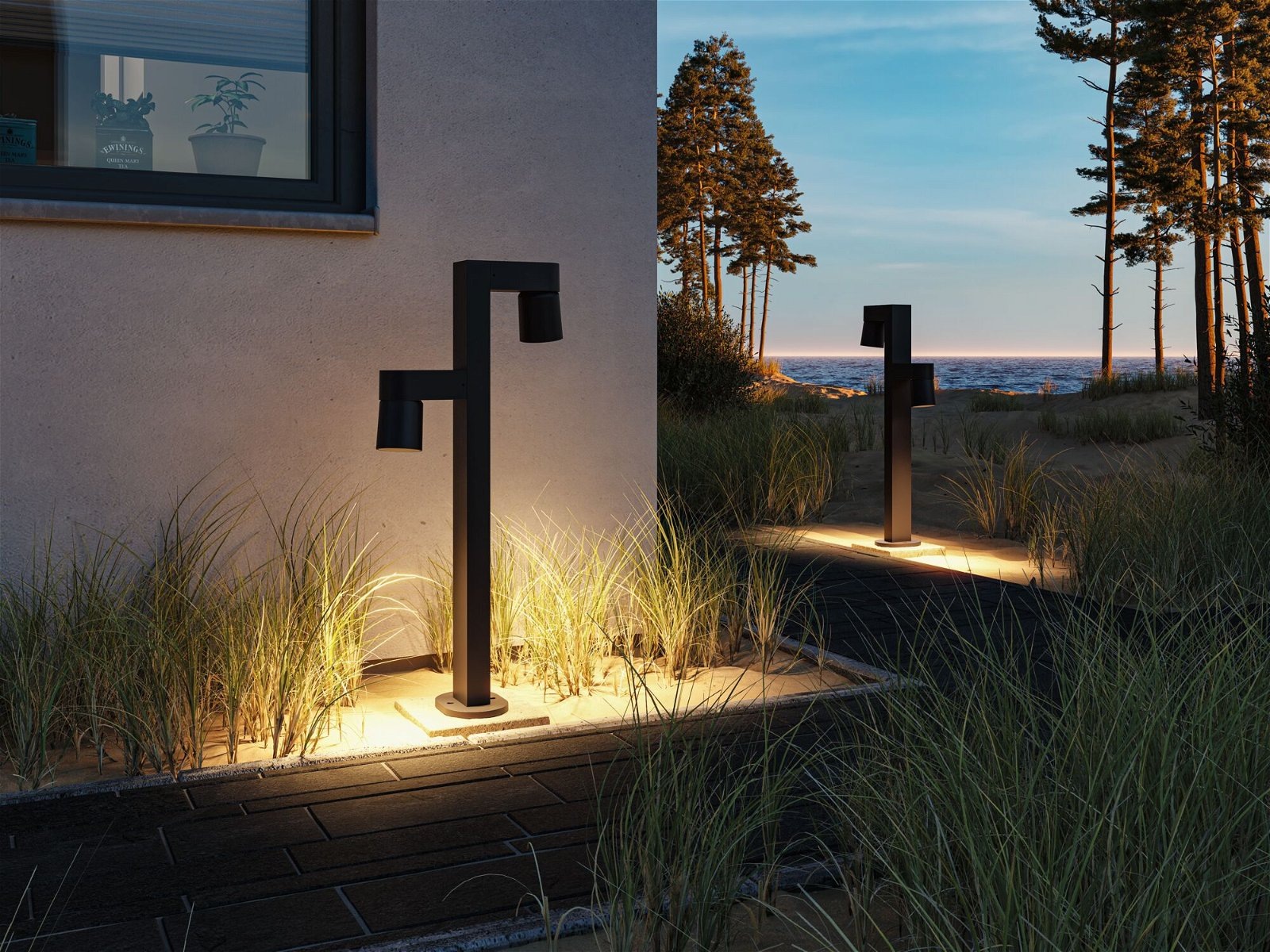 Paulmann LED Pollerleuchte »Kimu IP44 822mm 3000K 2x8W 750lm 230V 70° Anthrazit Aluminium«, 2 flammig