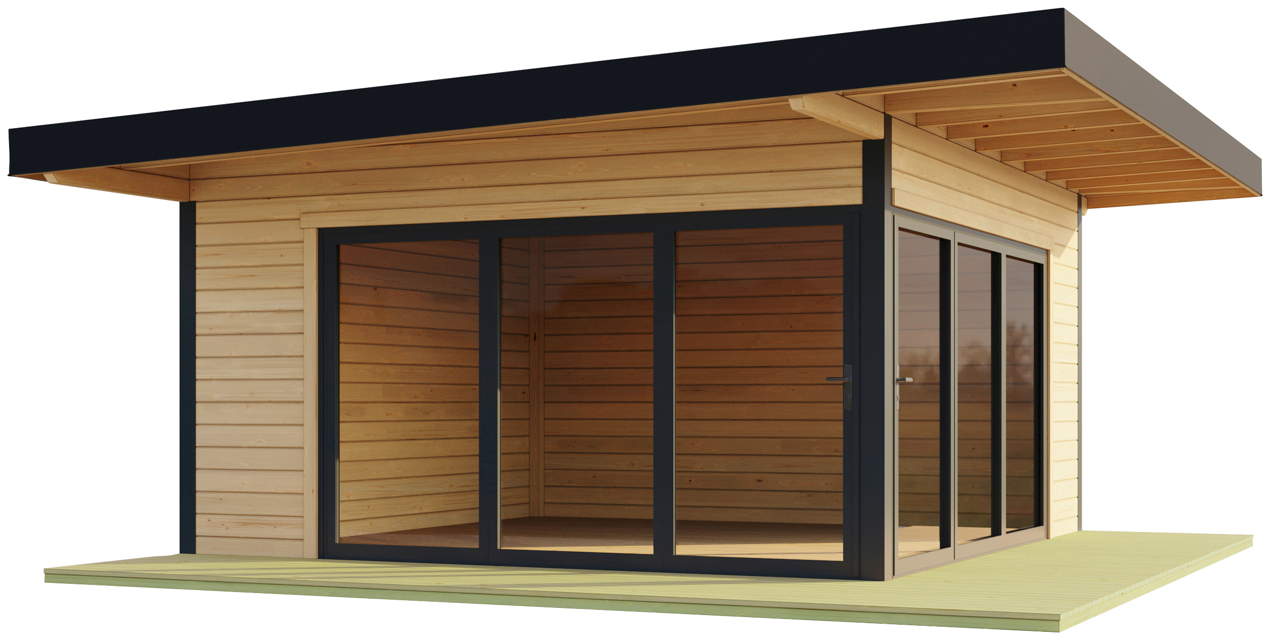 Gartenhaus »DOMEO 9 NATUR/ANTHRAZIT«, (Set), mit Überdachung, Fundamentmass 1200+4500...