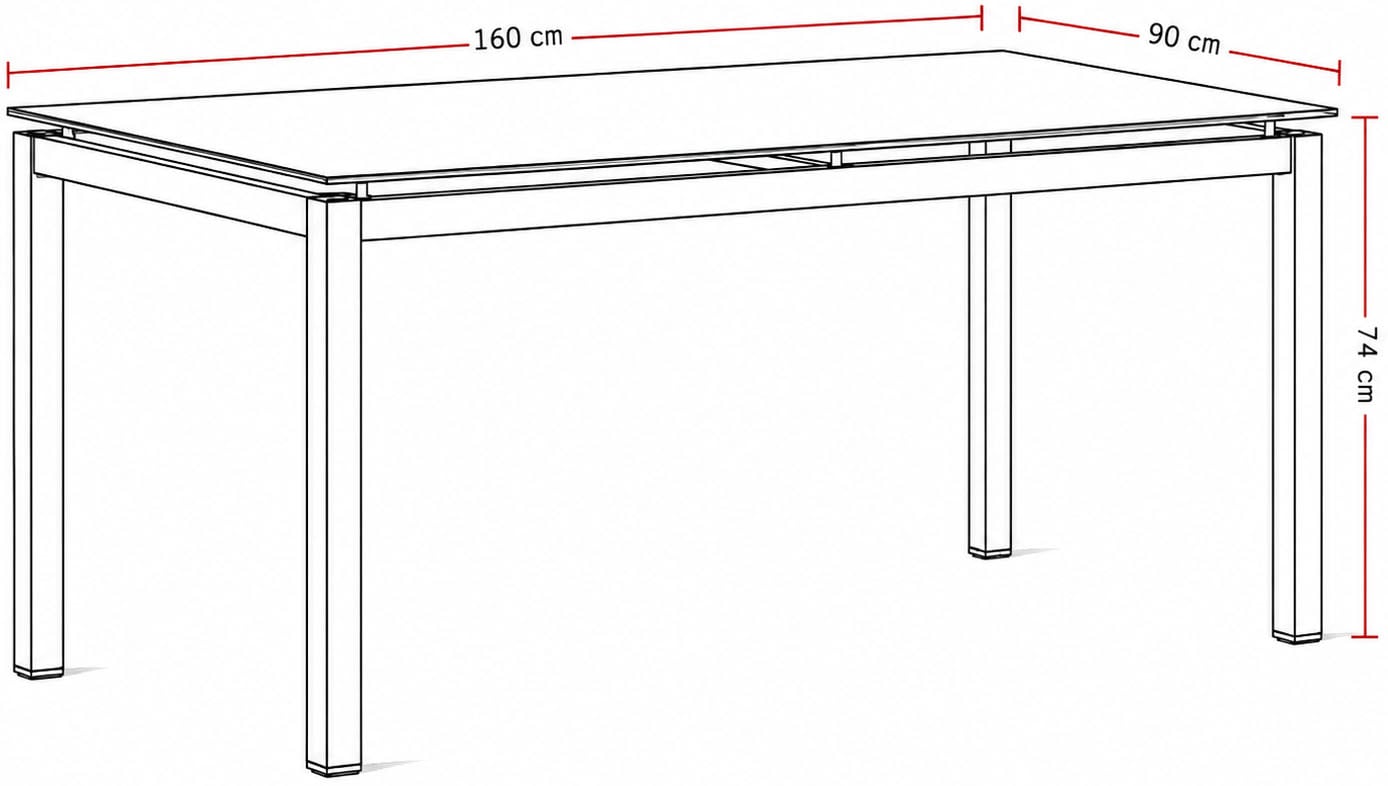 Destiny Garten-Essgruppe »LUCCA CREMONA  4 Se + Tisch 160x90cm grau« Set, 14 Stk. tlg. Aluminium, Rope, Tischplatte: Glas mit Keramiküberzug
