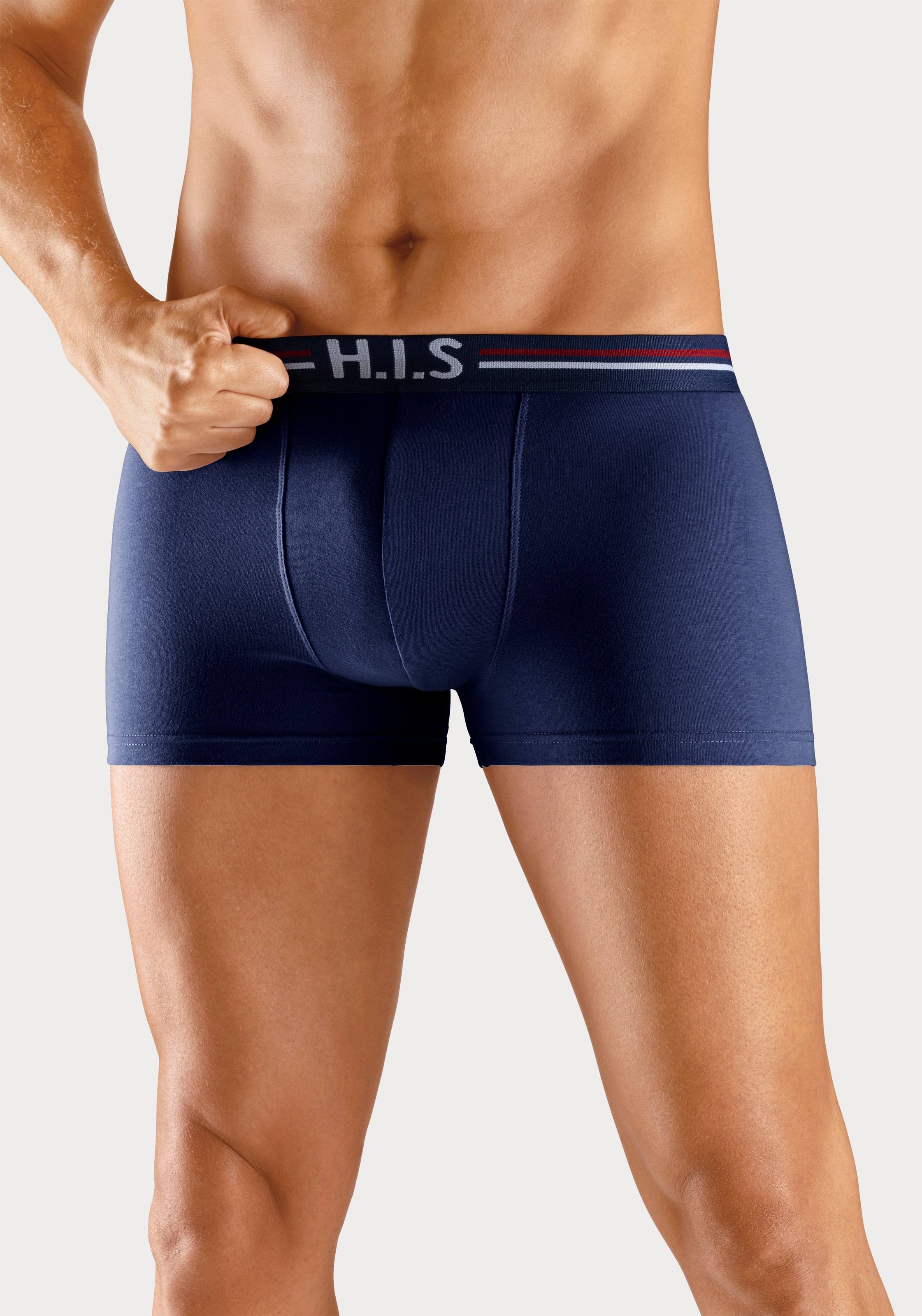 H.I.S Boxer »Boxershorts für Herren«, 5 Stk. mit Streifen und Markenlogo im Bund