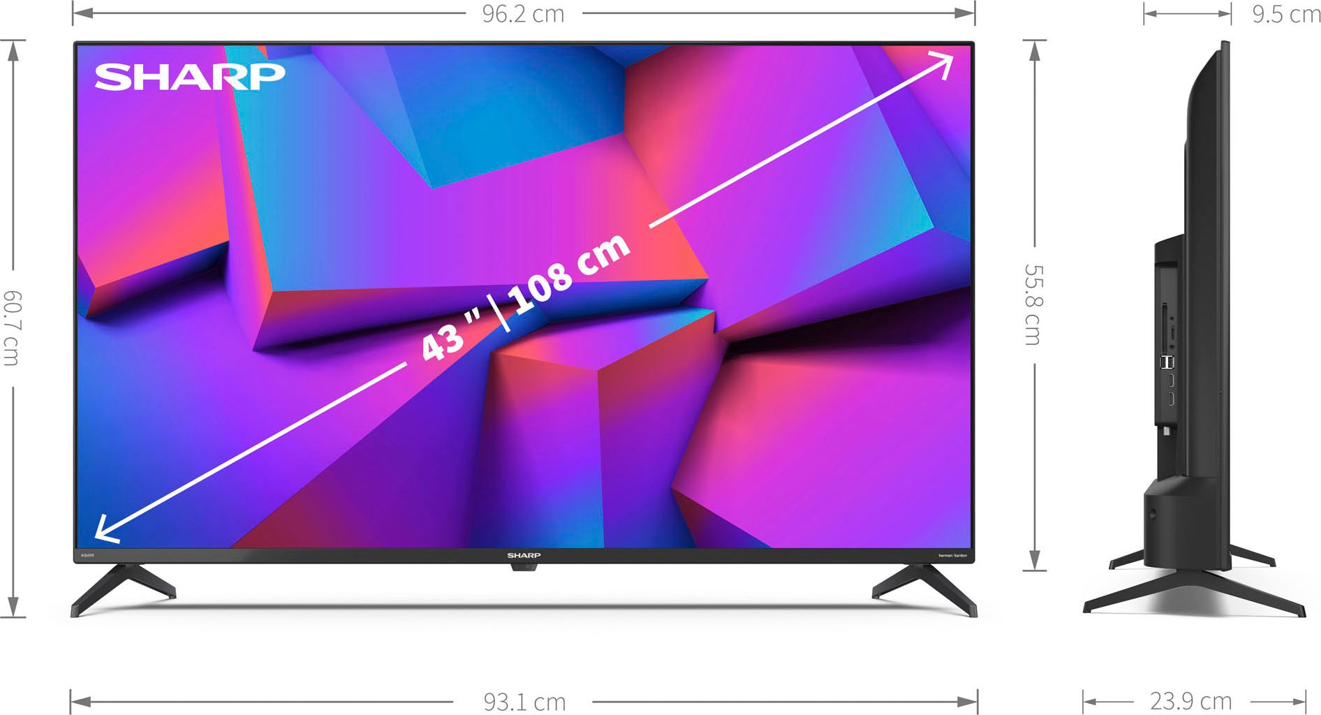 Sharp LED-Fernseher »4T-C43FK_«, 108 cm/43 Zoll, 4K Ultra HD, Smart-TV ➥ 3  Jahre XXL Garantie | UNIVERSAL