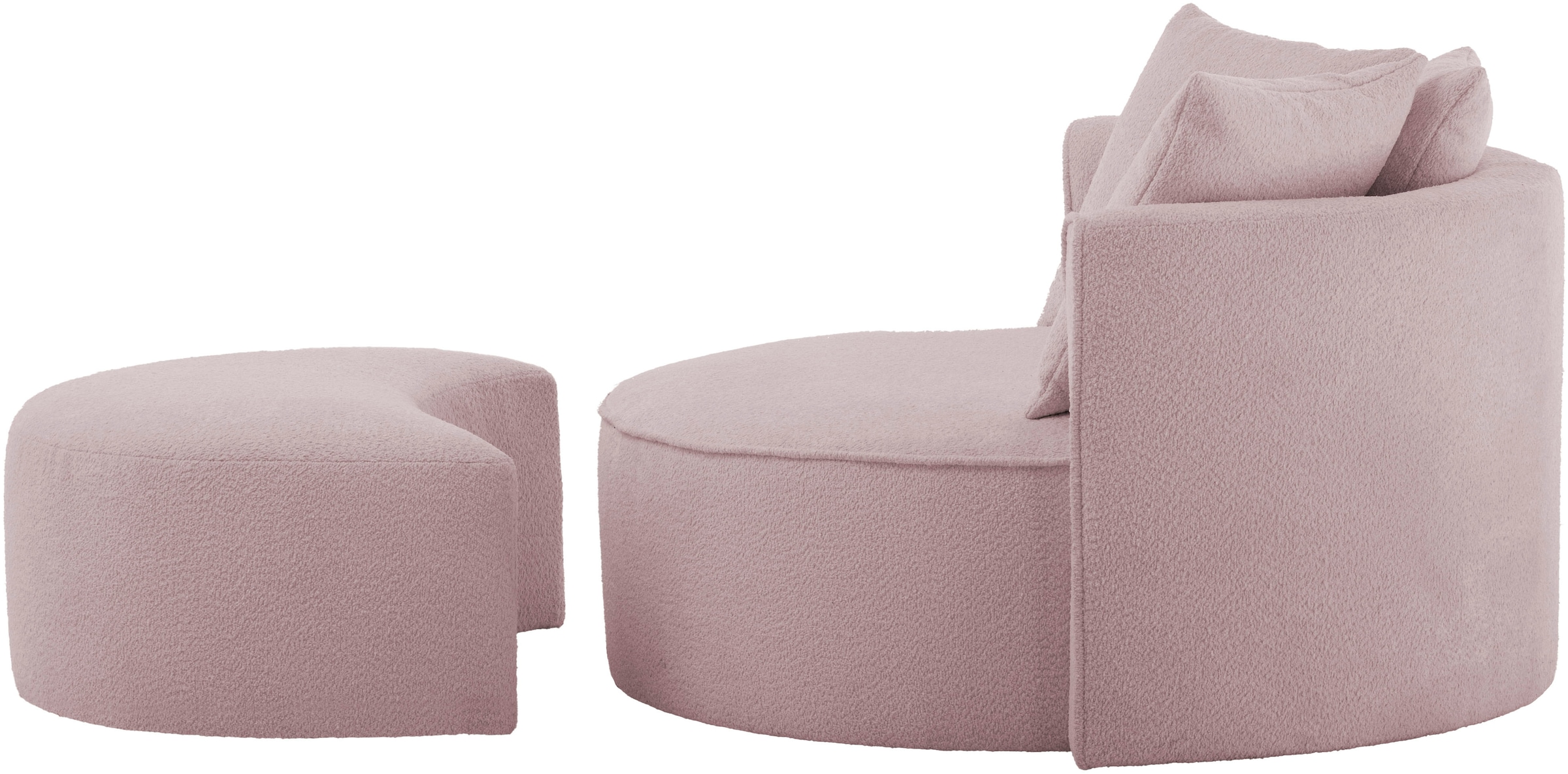 LeGer Home by Lena Gercke XXL-Sessel »ISALIE, Rundsessel mit Hocker, Lesesessel, Loveseat, Big-Sessel«, (Set), trendige Stoffe, mit 3 Zierkissen, große Sitzfläche