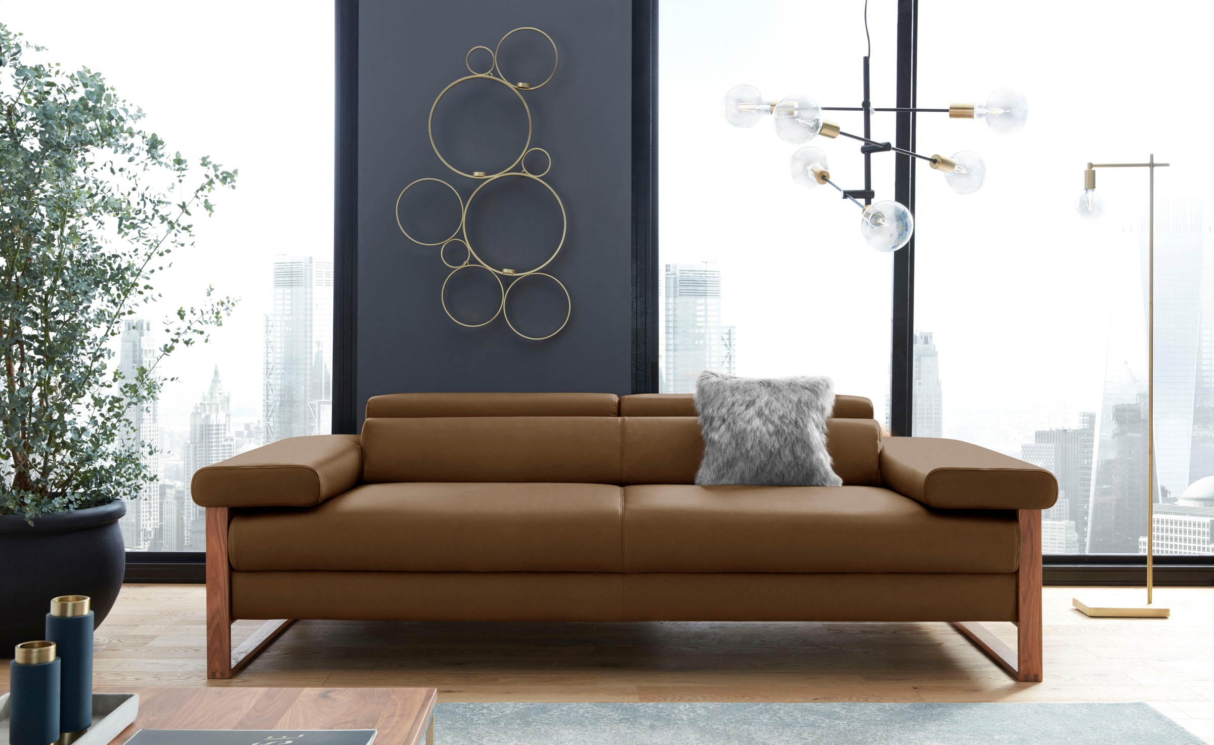 W.SCHILLIG 2,5-Sitzer »finn«, German Design Award 2016, Fußgestell Nussbaum natur, Breite 230 cm