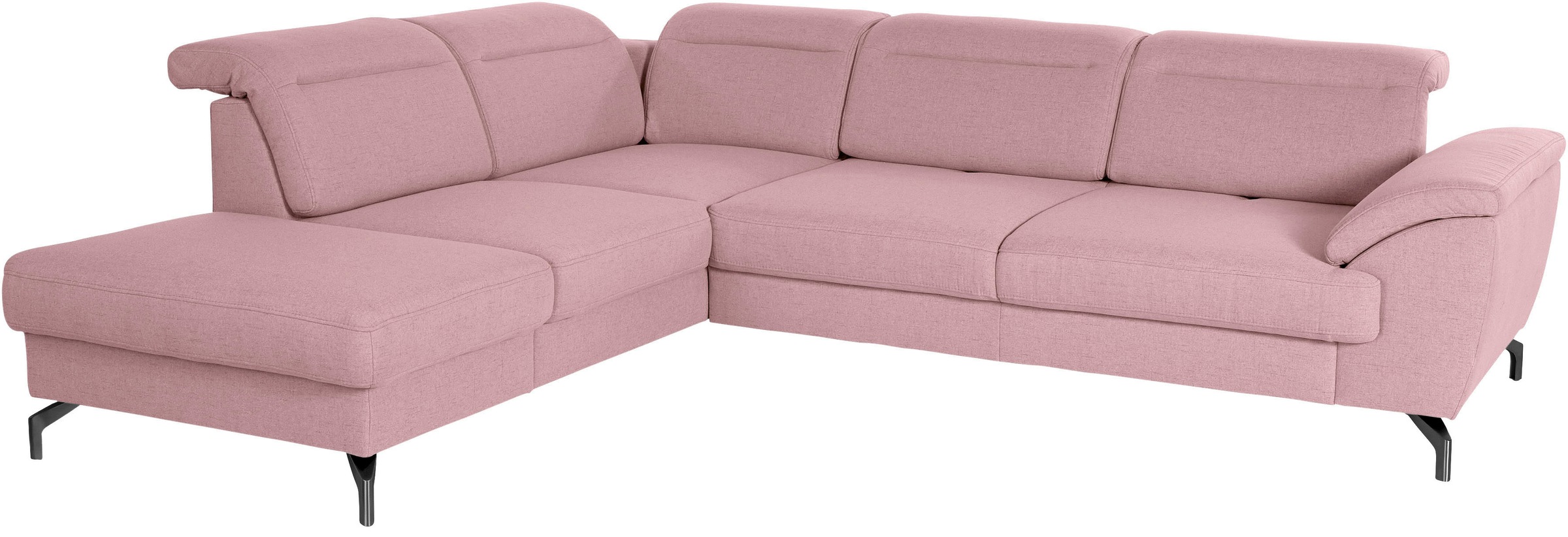 sit&more Ecksofa »Percy L-Form«, 12 cm Fußhöhe, Sitztiefenverstellung, wahlweise in 2 Fußfarben