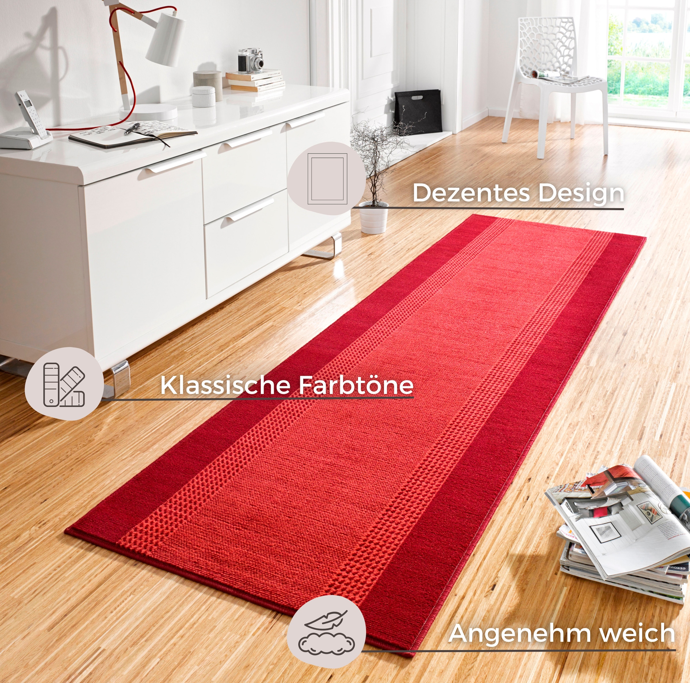 HANSE Home Teppich »Band« rechteckig 9 mm Höhe Kurzflor, weich, Läufer Größen, Wohnzimmer, Schlafzimmer, Esszimmer