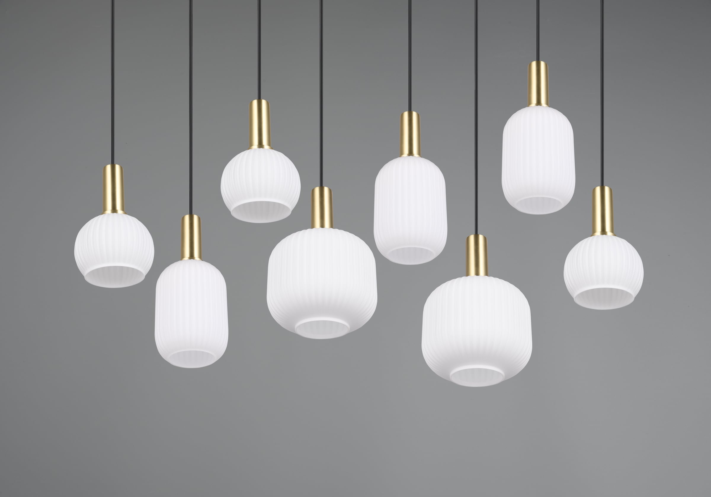 TRIO Leuchten Pendelleuchte »DIVA, E27 Hängelampe 8-flammig mit Glasschirm, exkl 8xE27 max 10W« E27 1 Stk. warmweiß - kaltweiß höhenverstellbar bis max 150cm Hängeleuchte 120x32 cm Wohnzimmer Küche