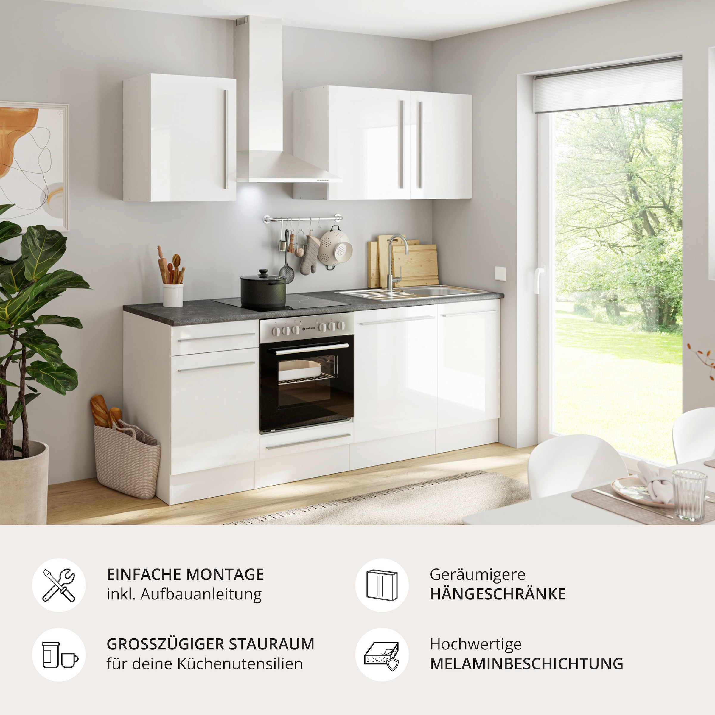 BASIC by Balculina Küchenzeile »Jazz« Breite 220 cm, wahlweise mit E-Geräten