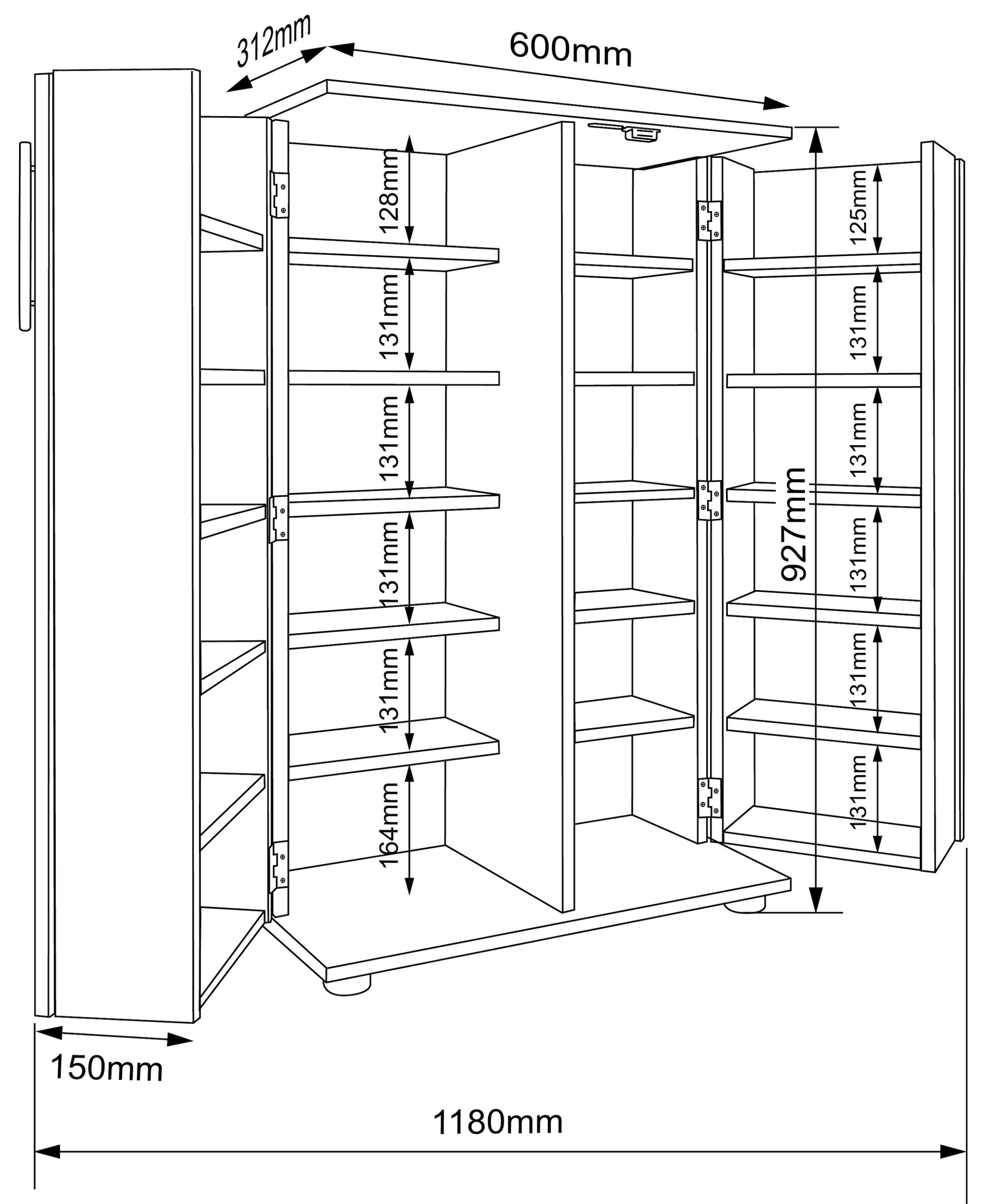 VCM Media-Regal »Holz Schrank CD DVD Regal abschließbar Engalo XL«