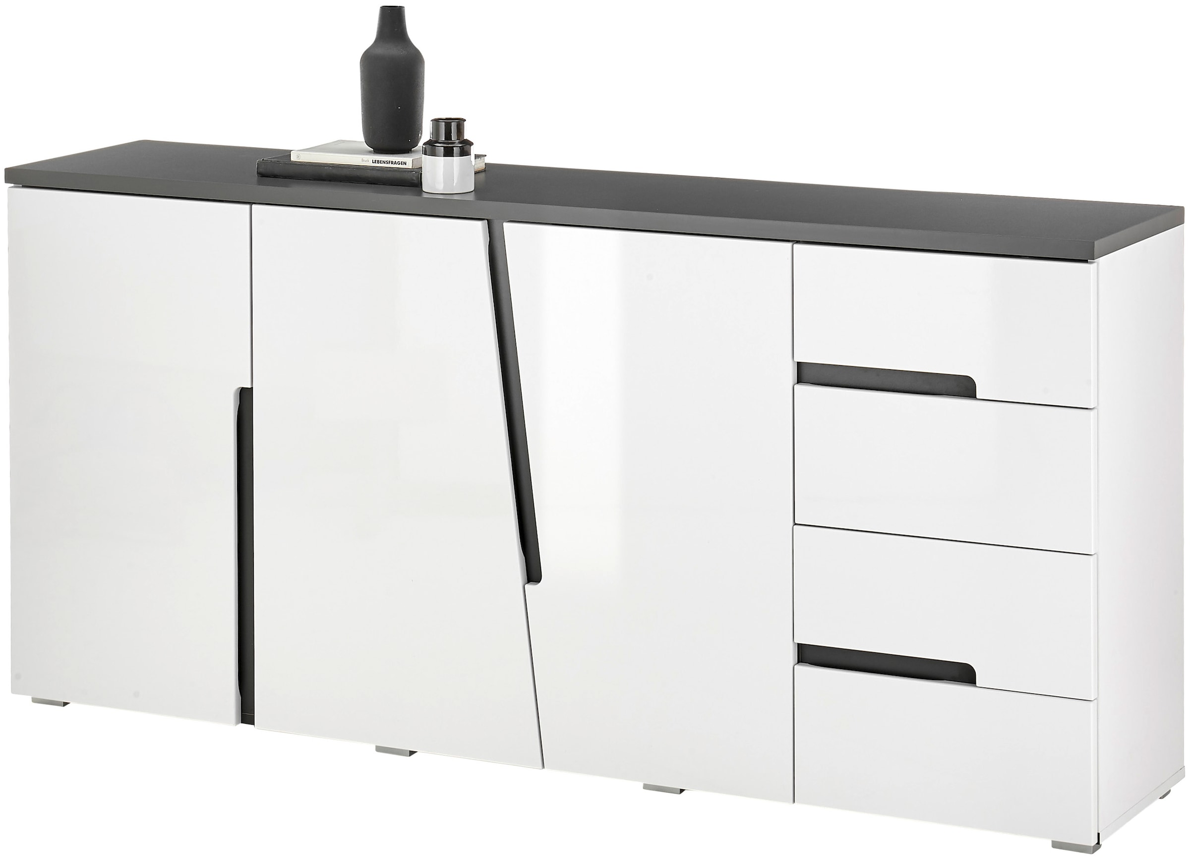 Sideboard »Boston weiß hochglanz mit Schubkästen, BxHxT 176x83x38 cm«, (1 St.), Mit 3...