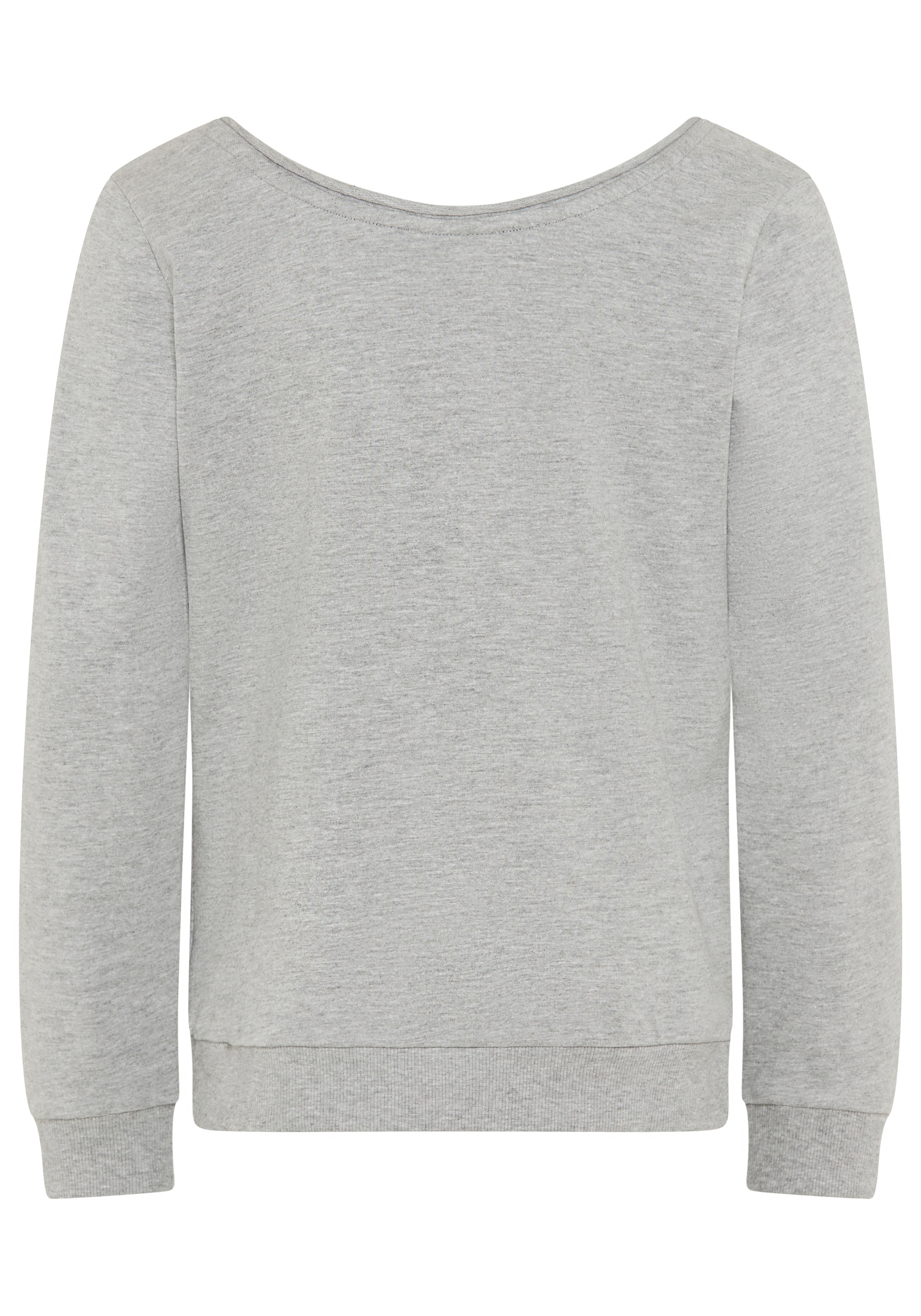 Bruno Banani Sweatshirt »mit lässigem Ausschnitt & Folienprint für Mädchen: BE YOURSELF«, für Mädchen, mit Glitzerdruck und Applikation, mit U-Boot-Ausschnitt
