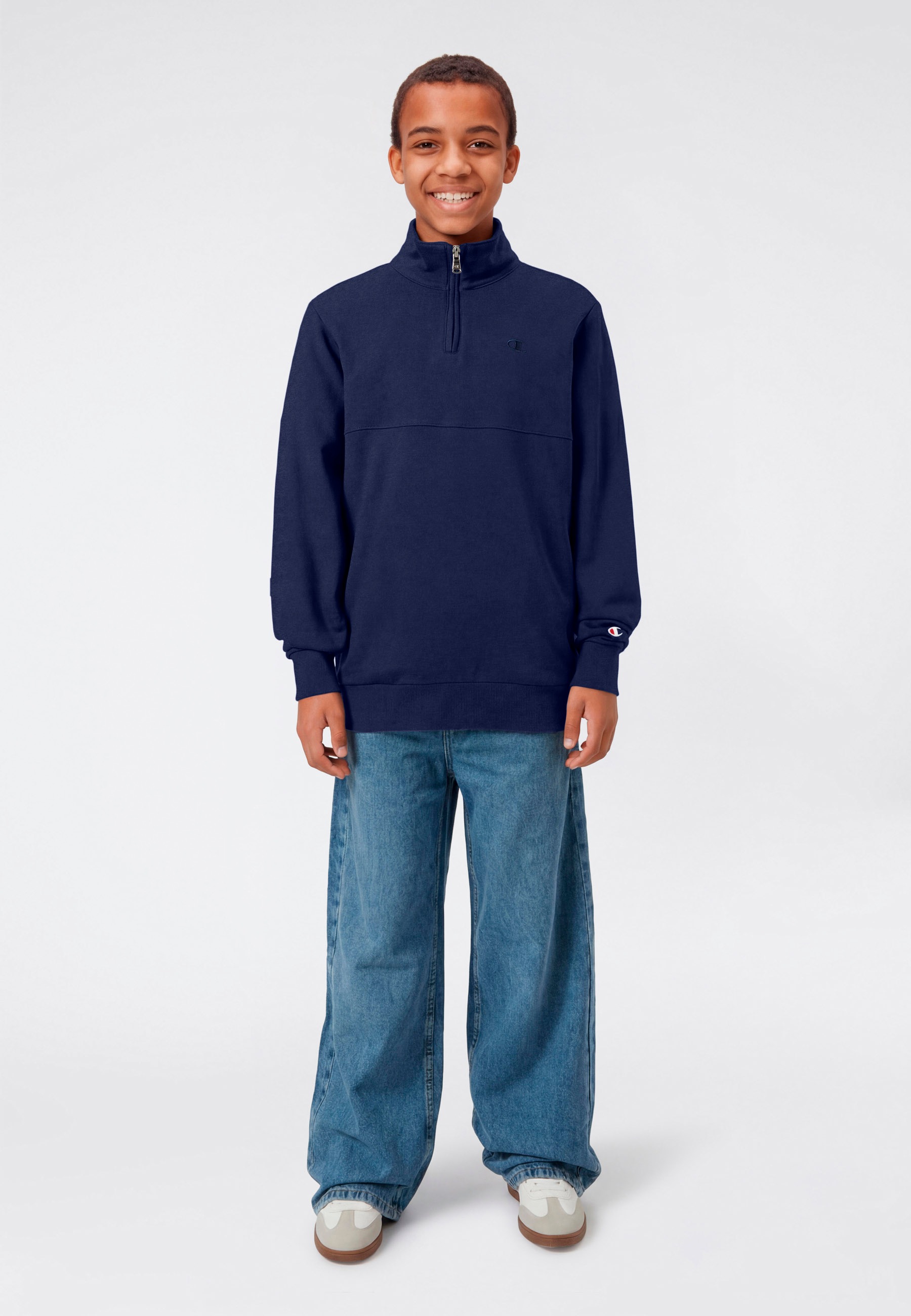 Champion Sweatshirt »ICONS Terry Half zip sweatshirt with small C logo«, für Kinder, sportlicher Stil, mit Reißverschluss
