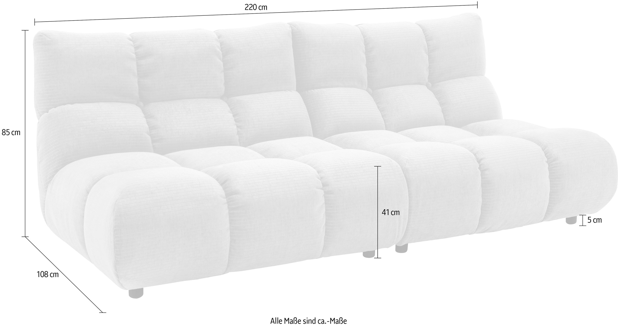 Home affaire 3-Sitzer »Cozy Bubble, mit eleganter Steppung, Breite 220cm« stilvolles Design & hoher Sitzkomfort für dein Zuhause