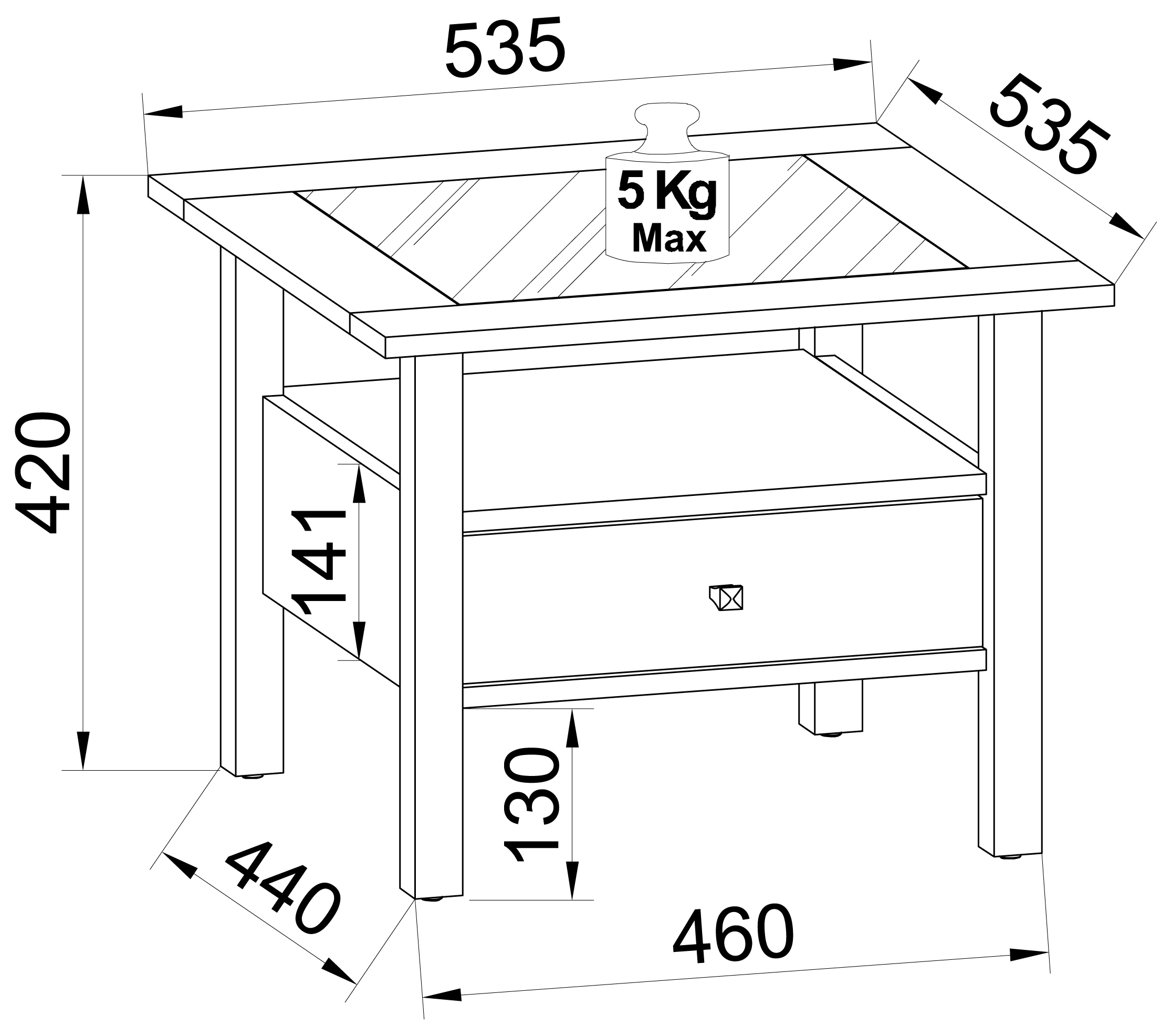 VCM Couchtisch »Holz Sofatisch Couchtisch Schublade Lingis M«, (Lingis)