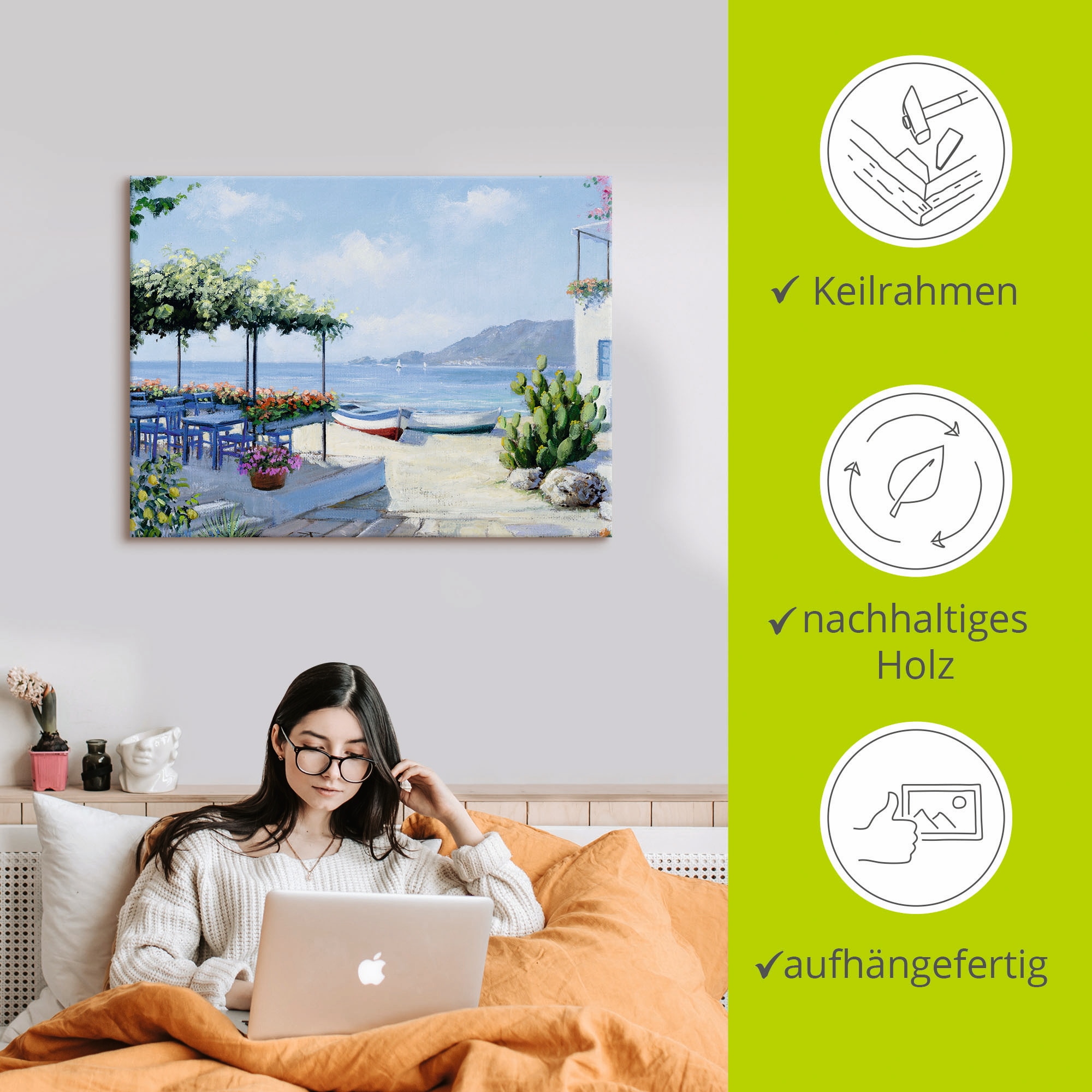 Artland Leinwandbild »Toller Meeresblick« Gewässer 1 Stk. tlg. auf Holzrahmen gespannt